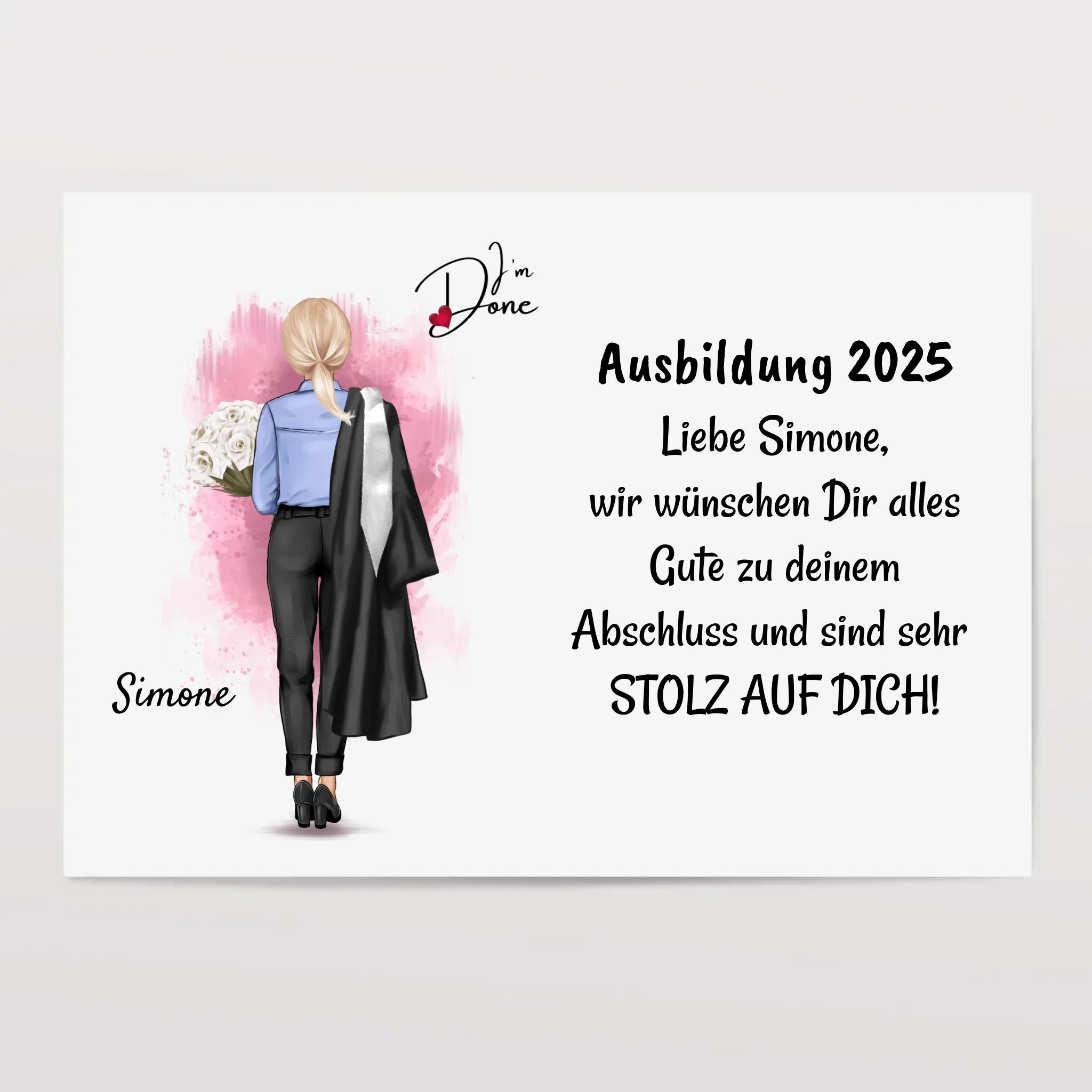 Berufsausbildung bestanden Abschlussgeschenk Poster Bild Karte für Frau - Cantty