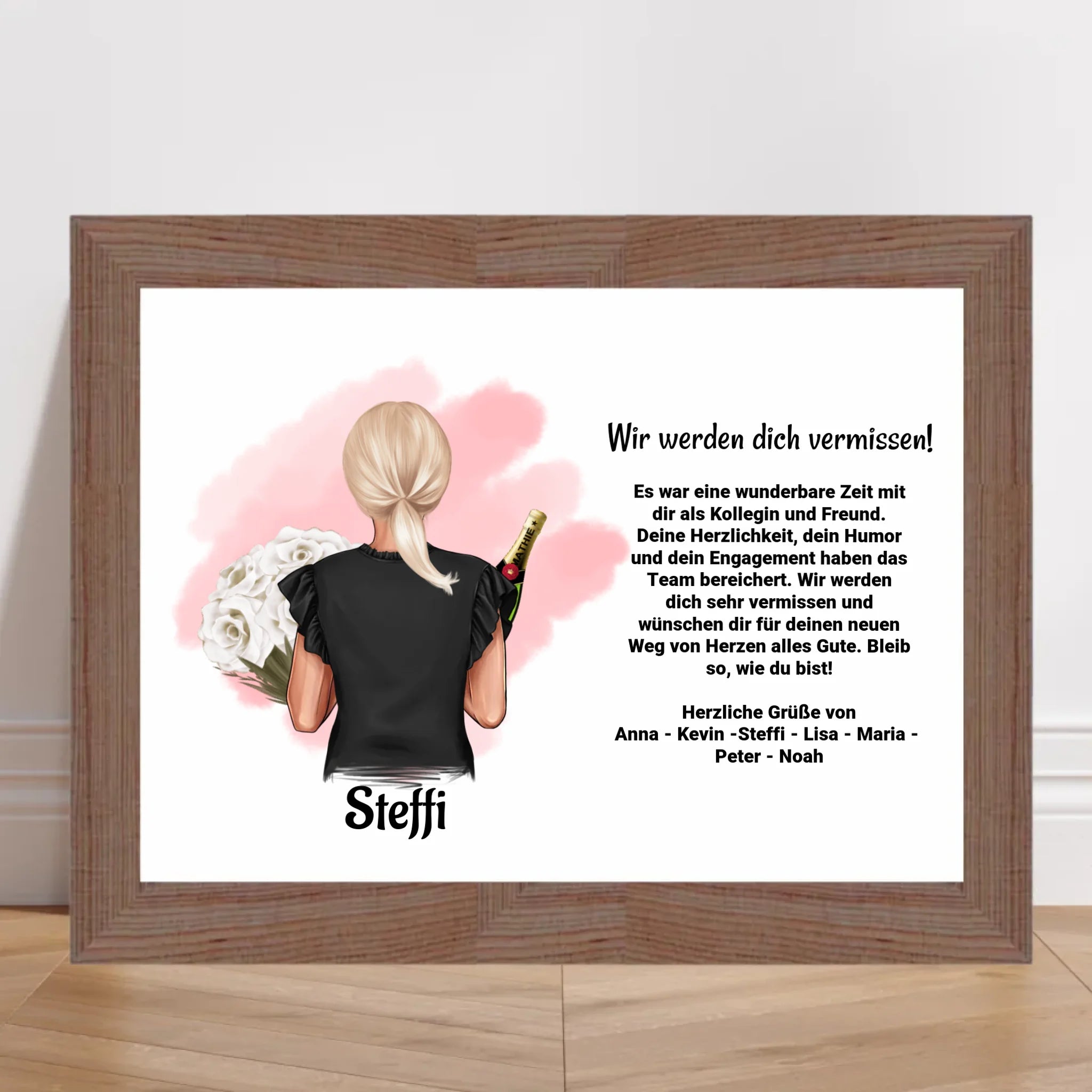 Abschied Kollegin: Individuelles Poster Bild Karte - Geschenk mit persönlicher Note - Cantty