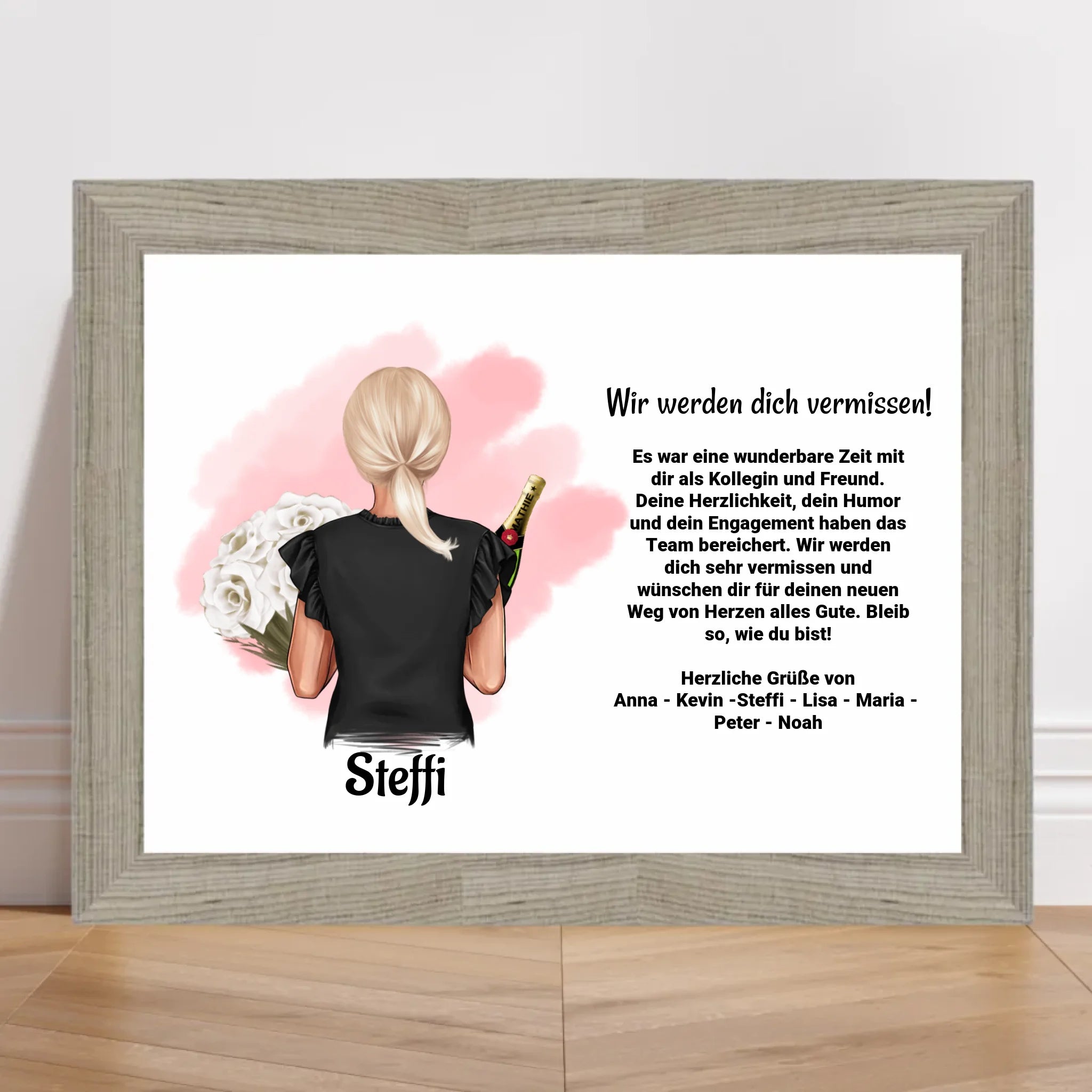 Abschied Kollegin: Individuelles Poster Bild Karte - Geschenk mit persönlicher Note - Cantty