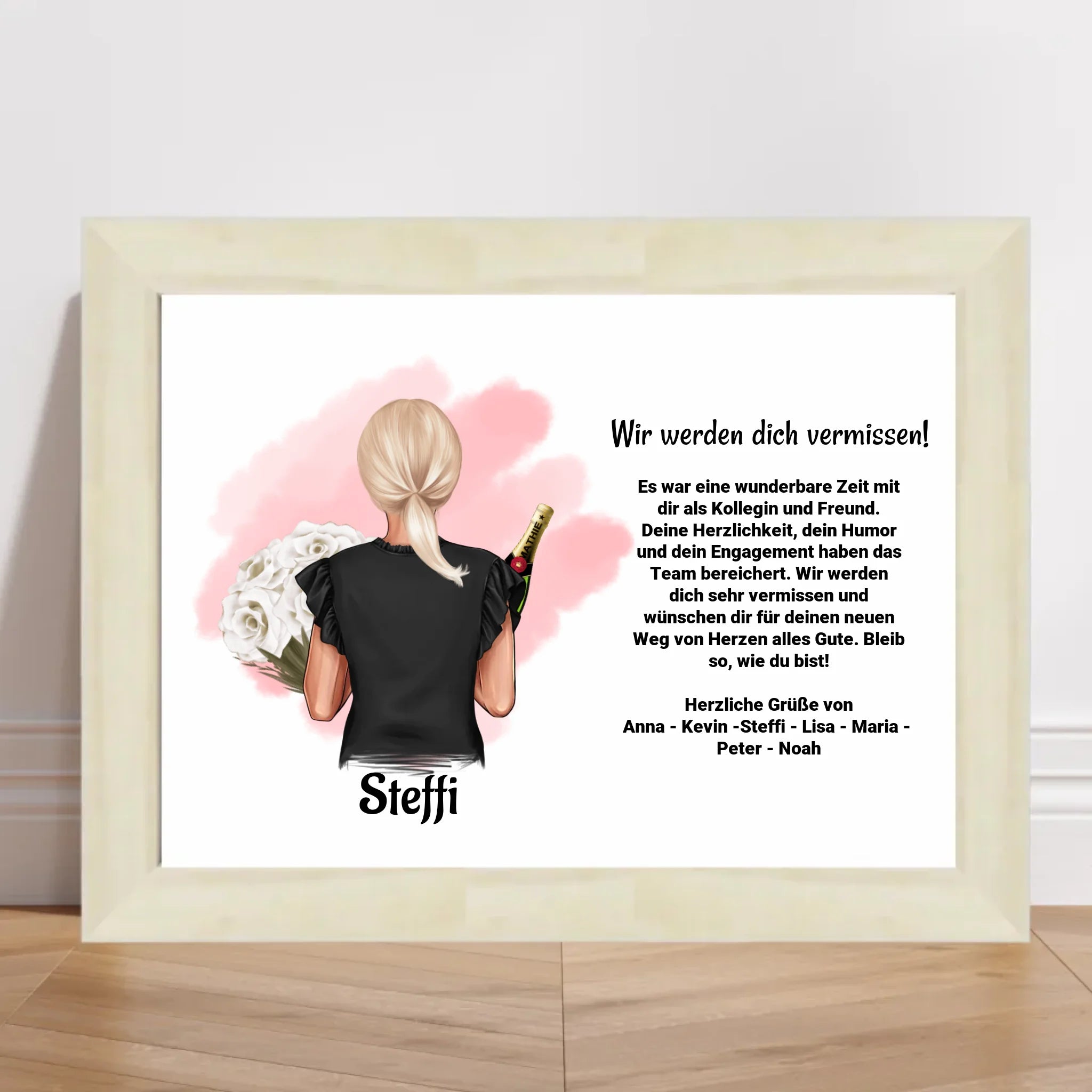 Abschied Kollegin: Individuelles Poster Bild Karte - Geschenk mit persönlicher Note - Cantty