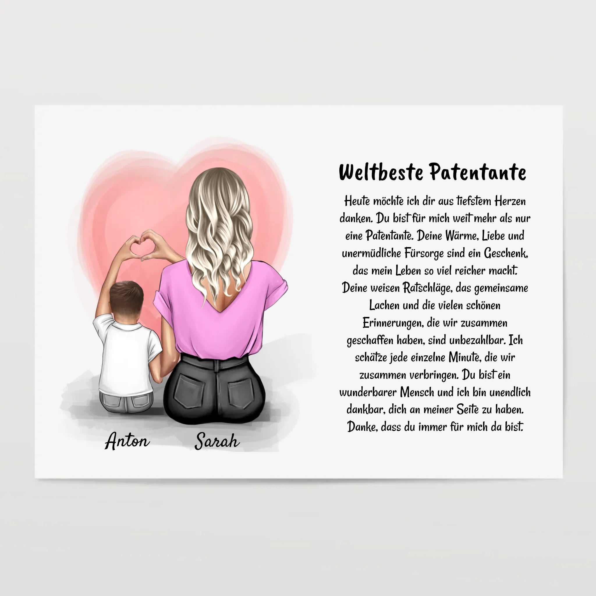 Patentante Kind Junge Poster Bild Karte Geschenk personalisiert - Cantty