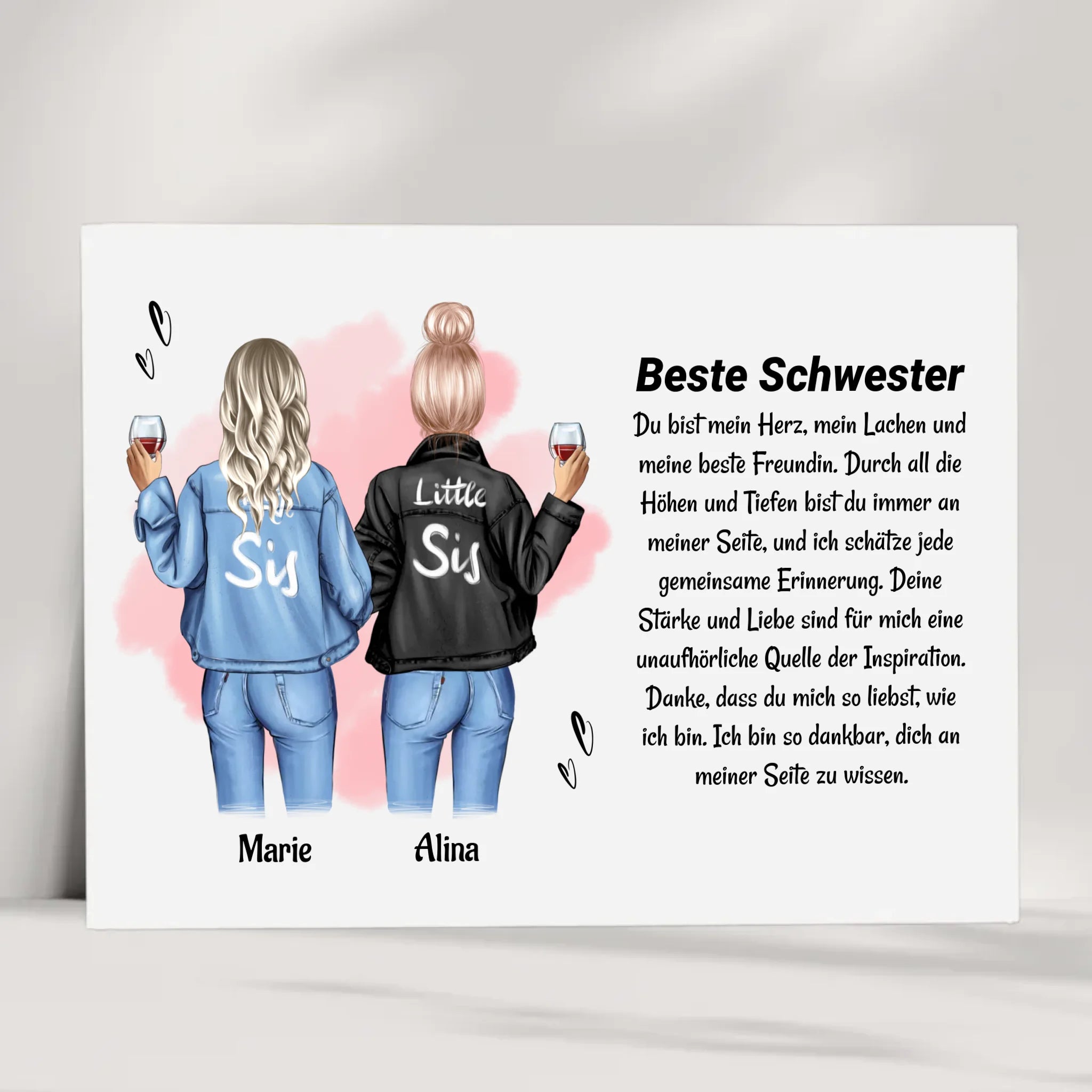 Schwester Poster Bild Karte Geschenk personalisiert - Cantty
