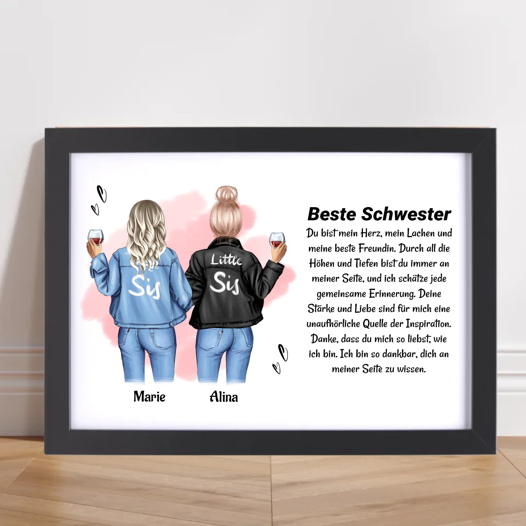 Schwester Poster Bild Karte Geschenk personalisiert - Cantty