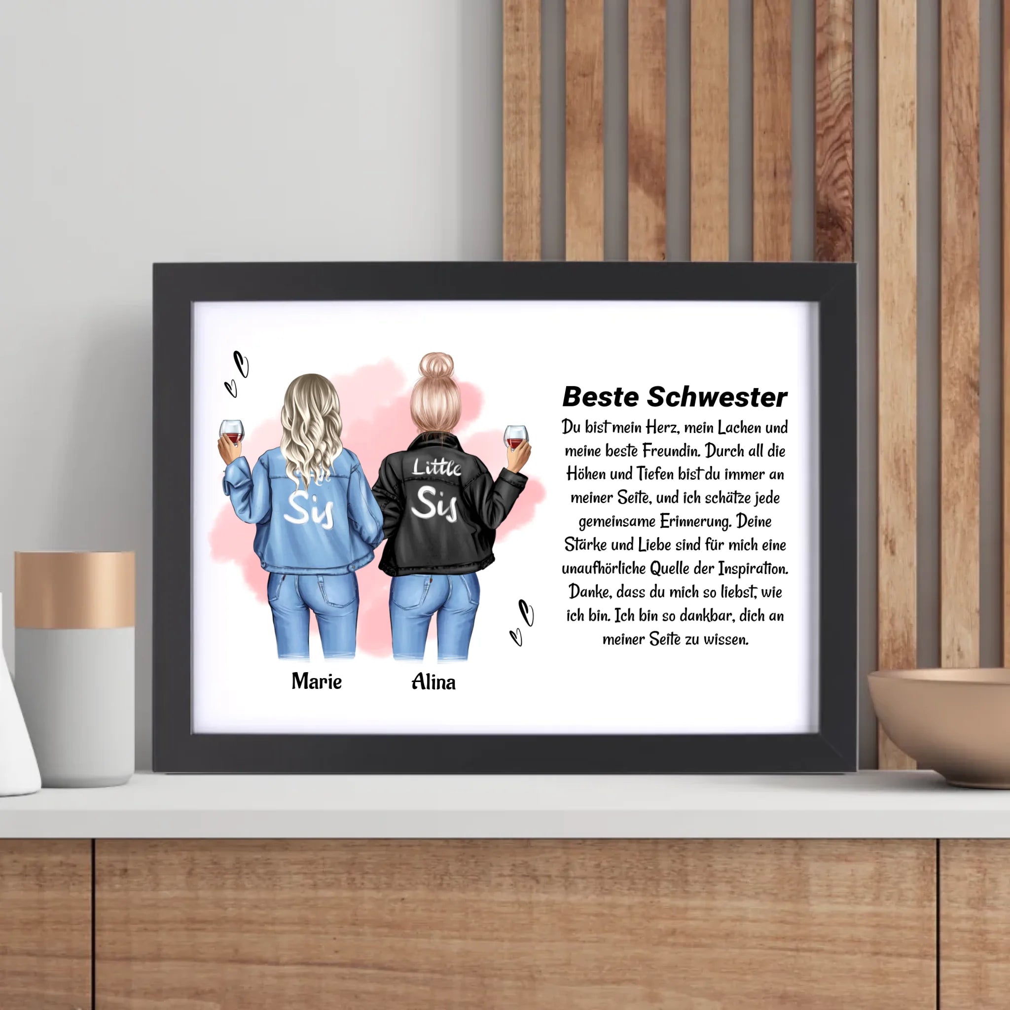 Schwester Poster Bild Karte Geschenk personalisiert - Cantty