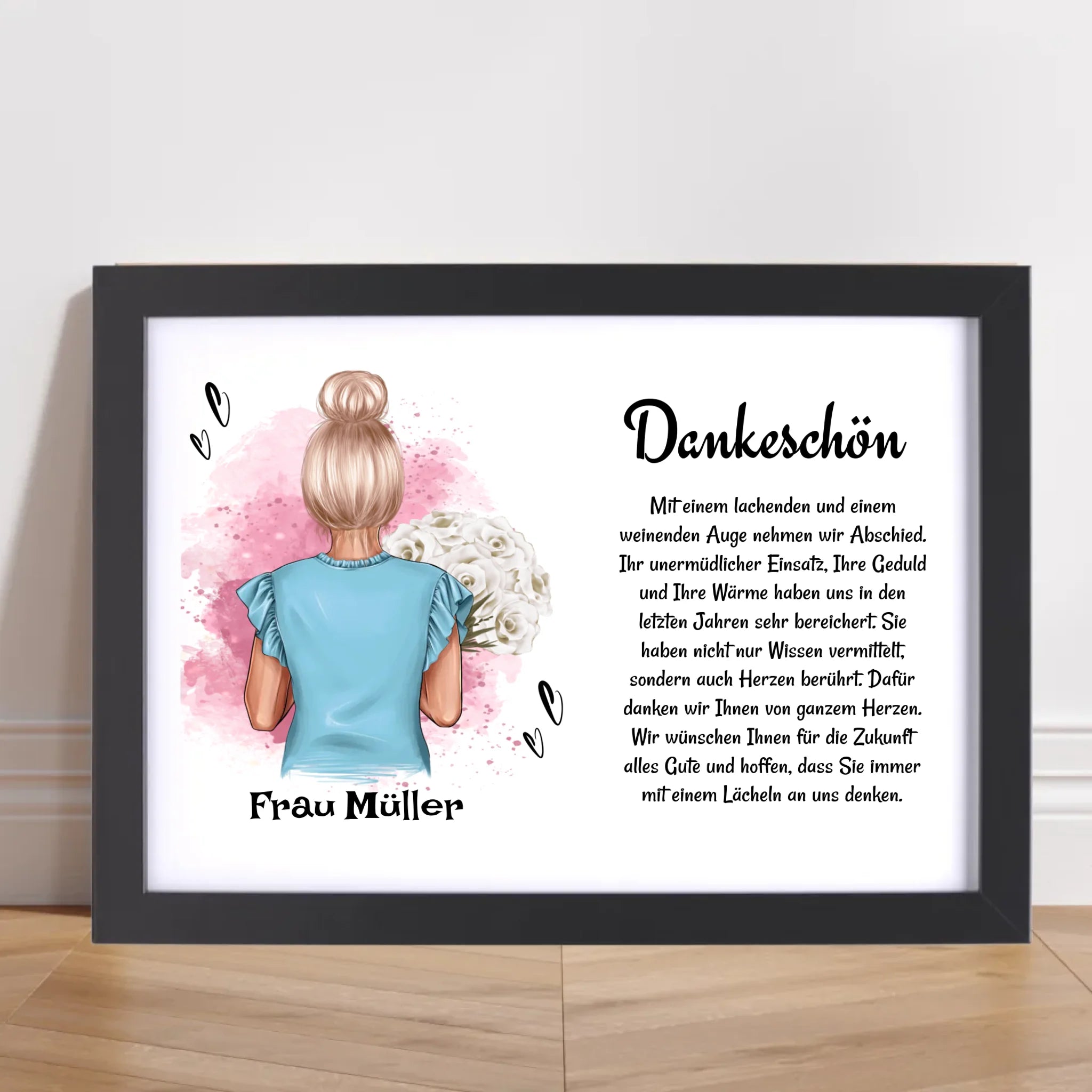 Lehrerin Danke Poster Bild Karte Geschenk zum Abschied personalisiert - Cantty