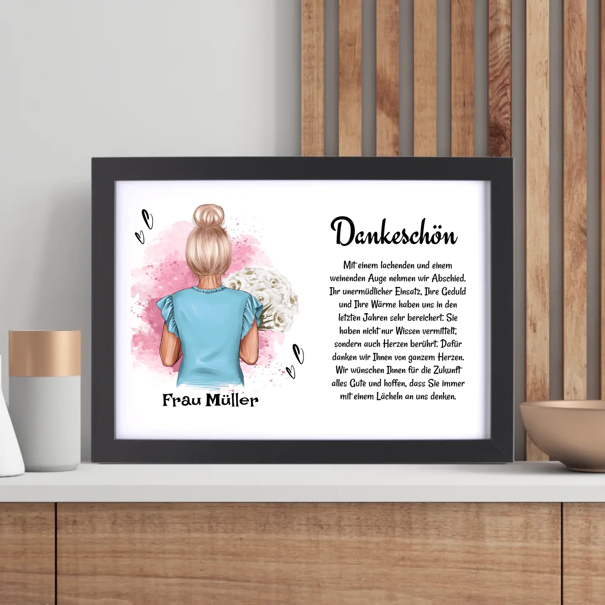 Lehrerin Danke Poster Bild Karte Geschenk zum Abschied personalisiert - Cantty