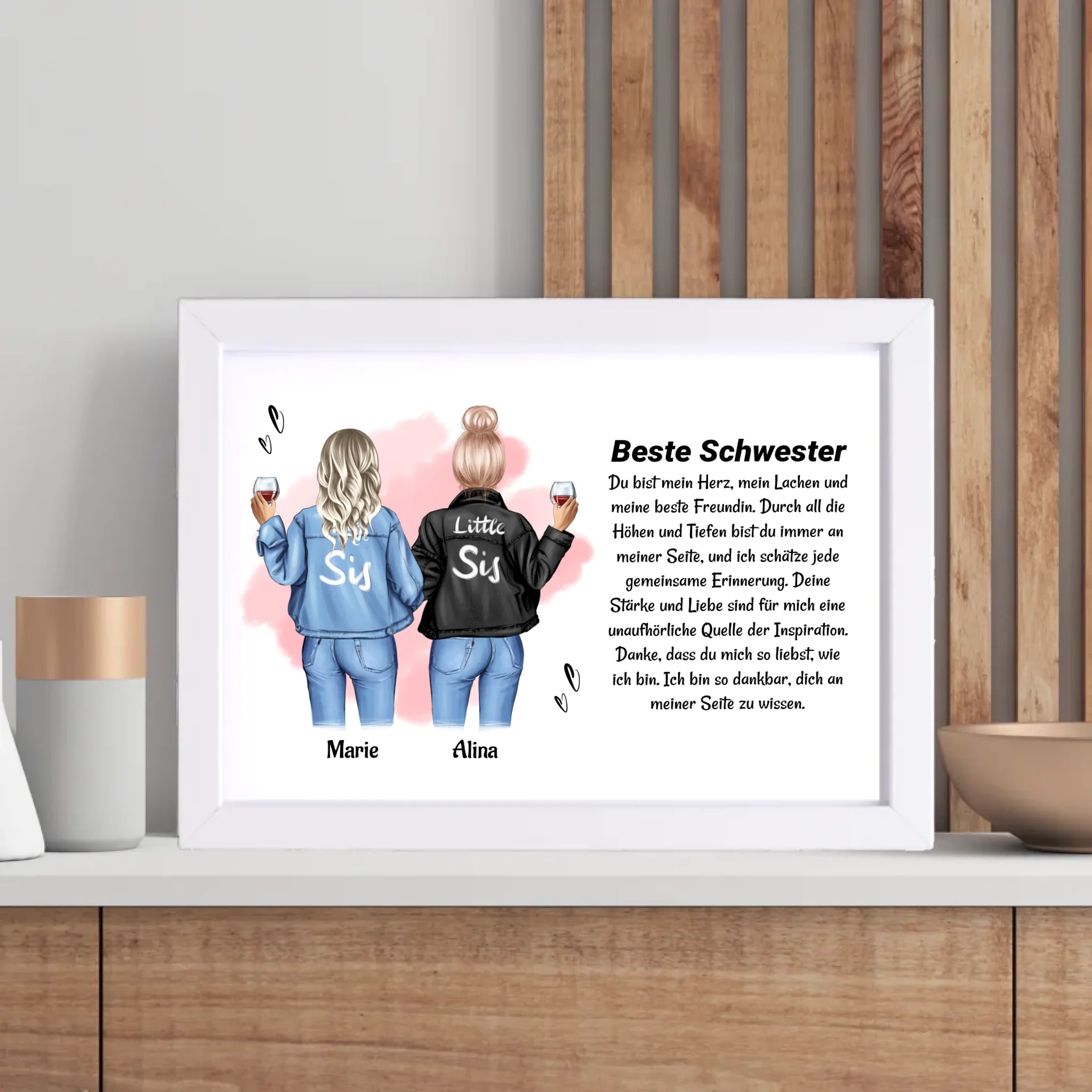 Schwester Poster Bild Karte Geschenk personalisiert - Cantty
