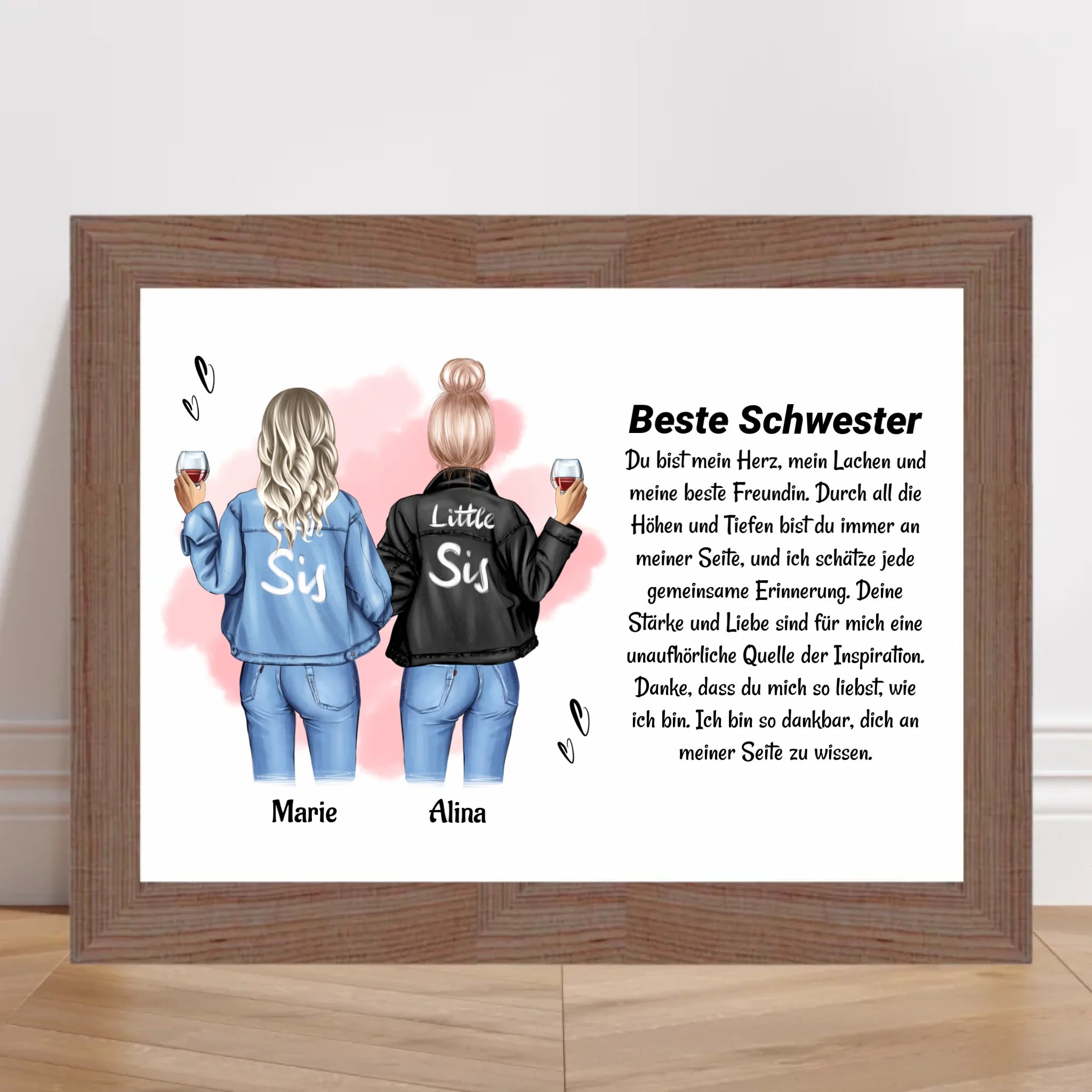 Schwester Poster Bild Karte Geschenk personalisiert - Cantty
