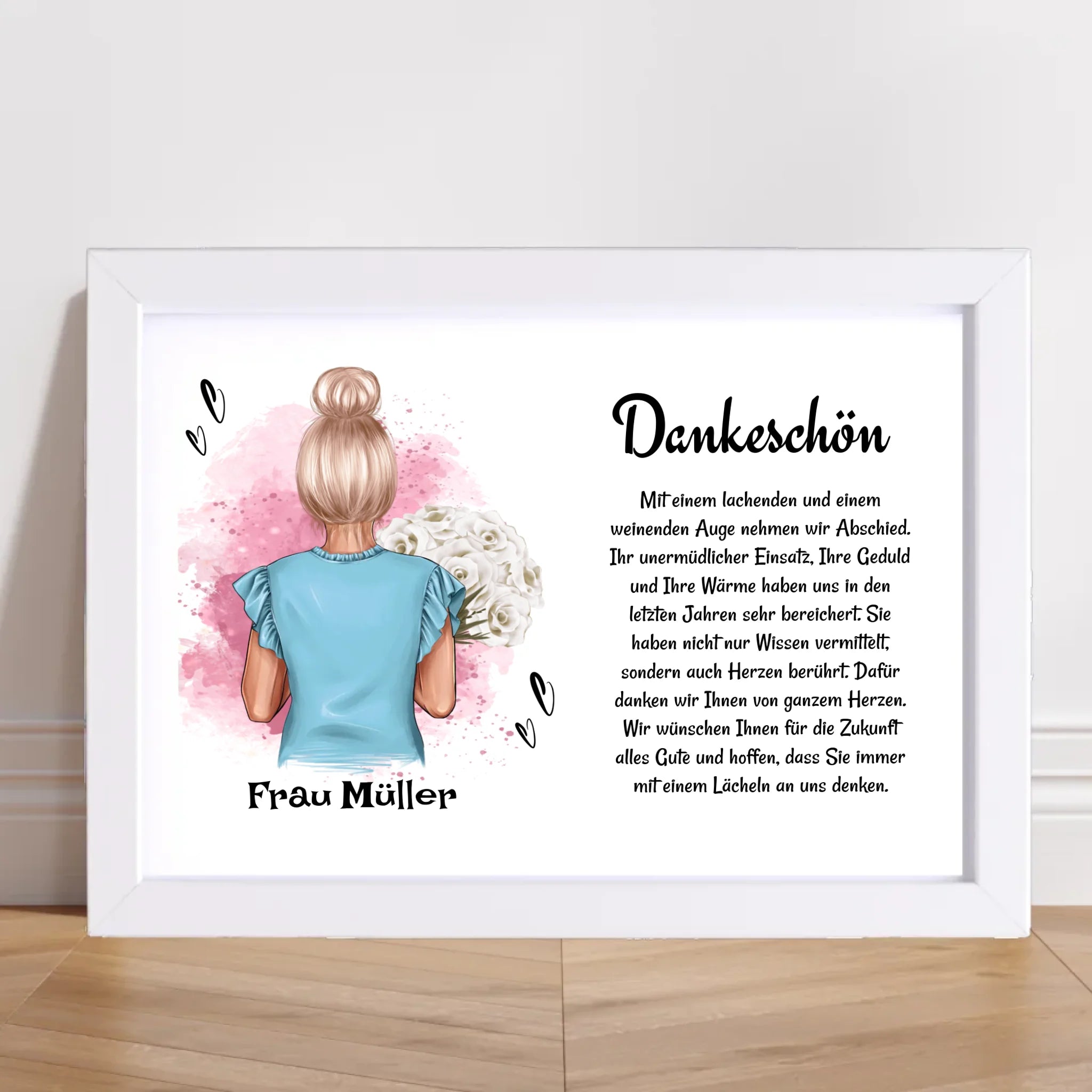 Lehrerin Danke Poster Bild Karte Geschenk zum Abschied personalisiert - Cantty