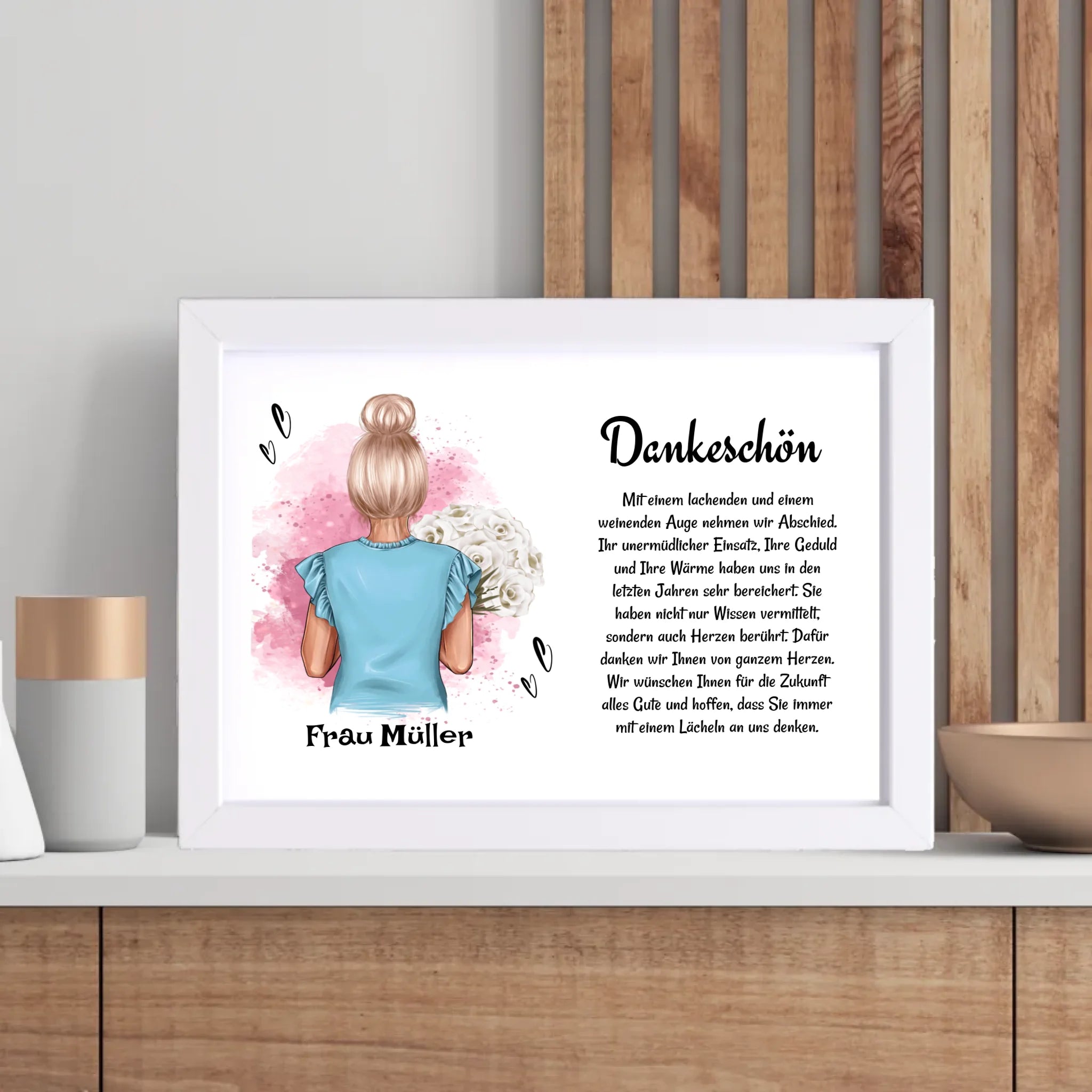 Lehrerin Danke Poster Bild Karte Geschenk zum Abschied personalisiert - Cantty