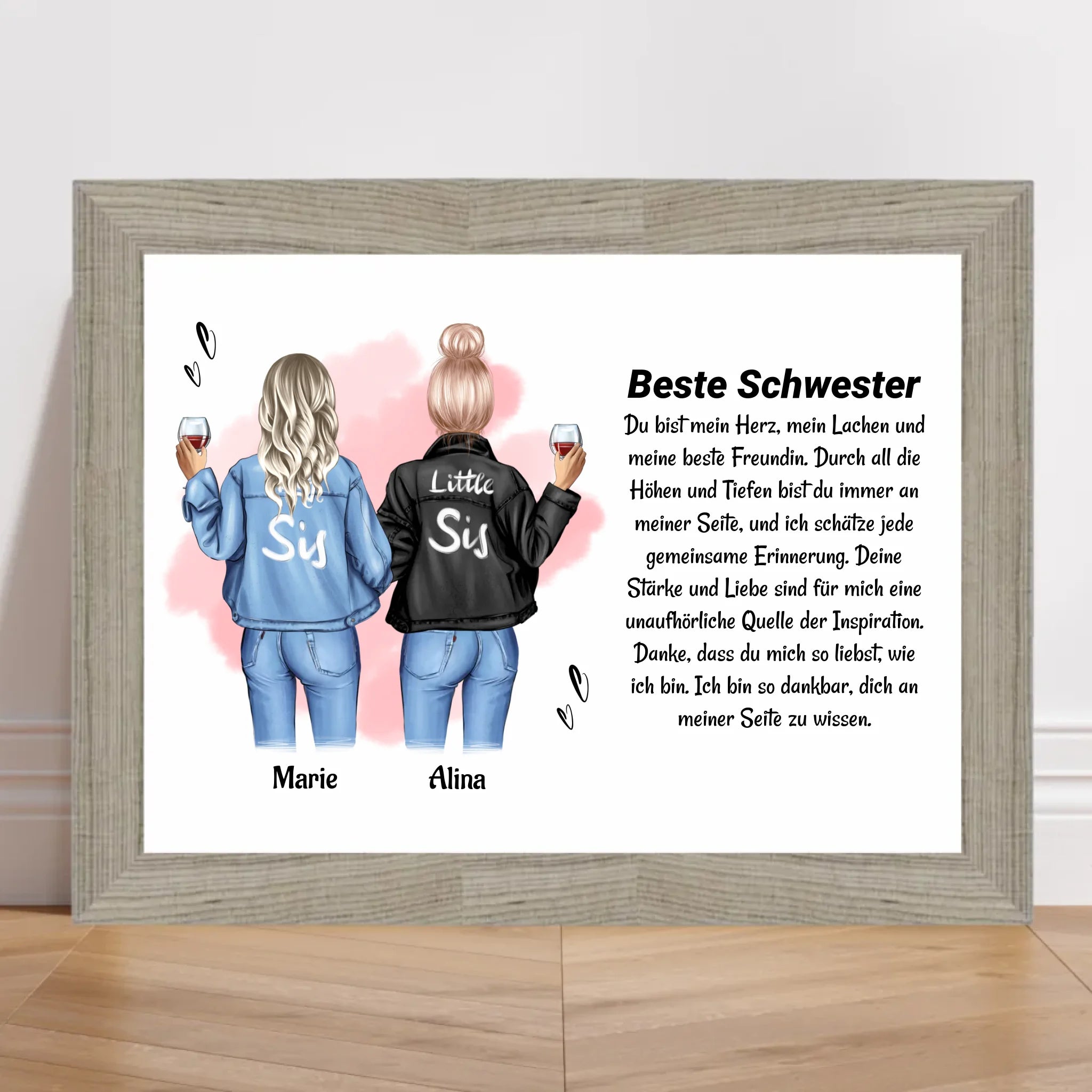 Schwester Poster Bild Karte Geschenk personalisiert - Cantty