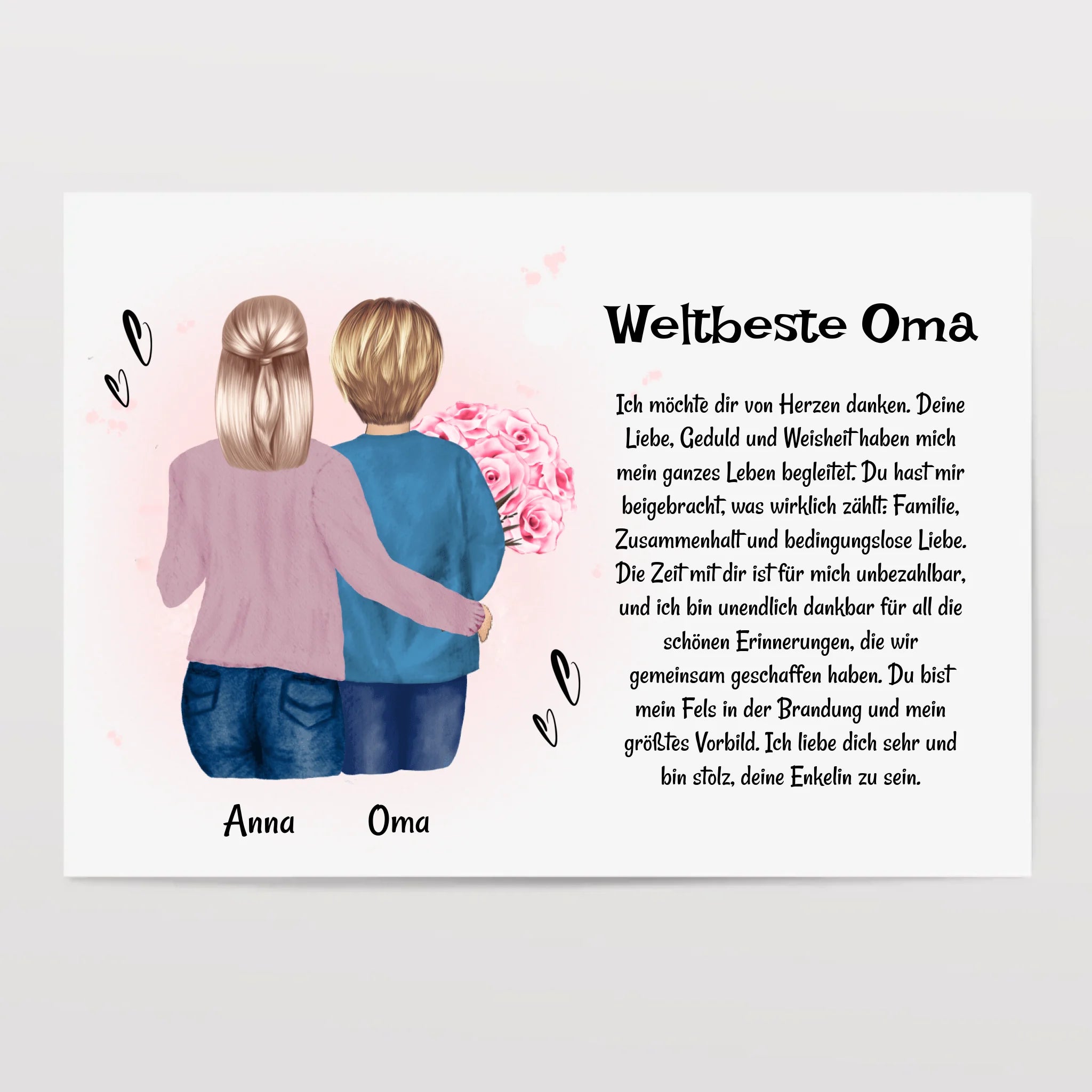 Oma Enkeltochter Poster Bild Karte Geschenk personalisiert - Cantty