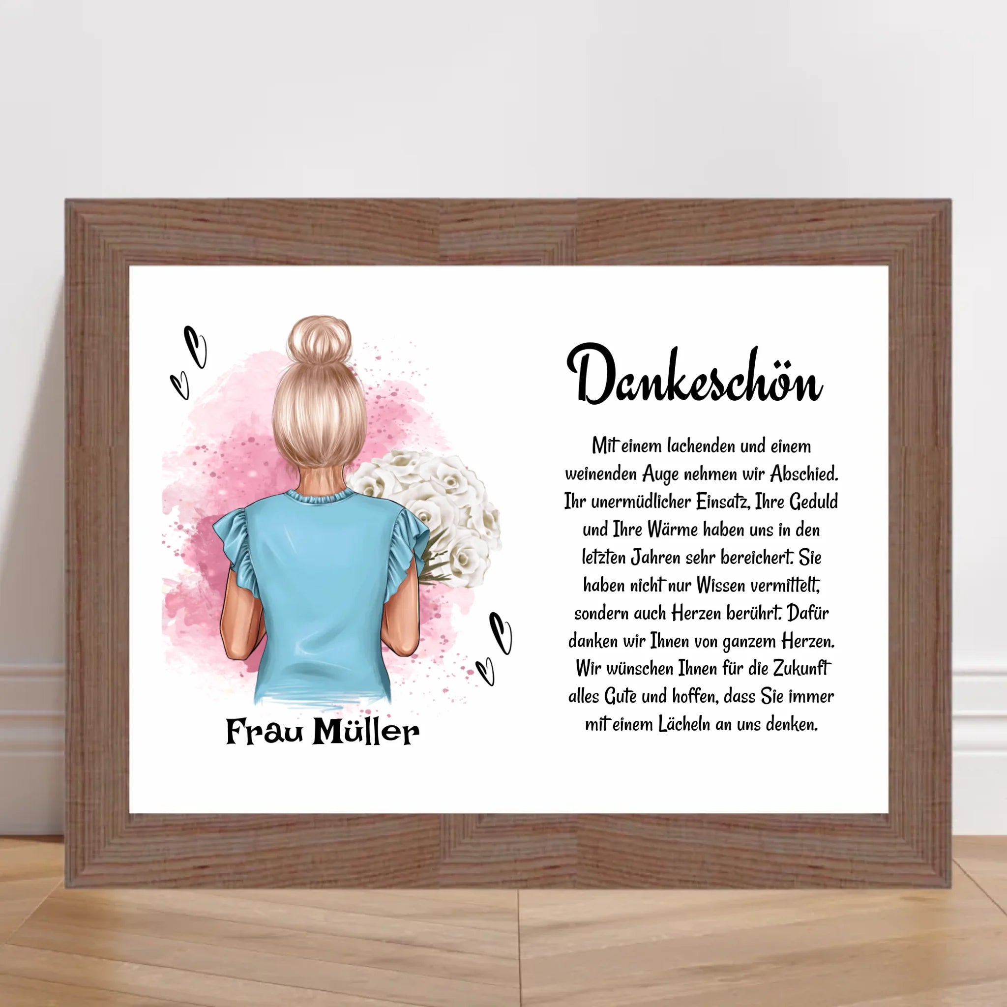 Lehrerin Danke Poster Bild Karte Geschenk zum Abschied personalisiert - Cantty