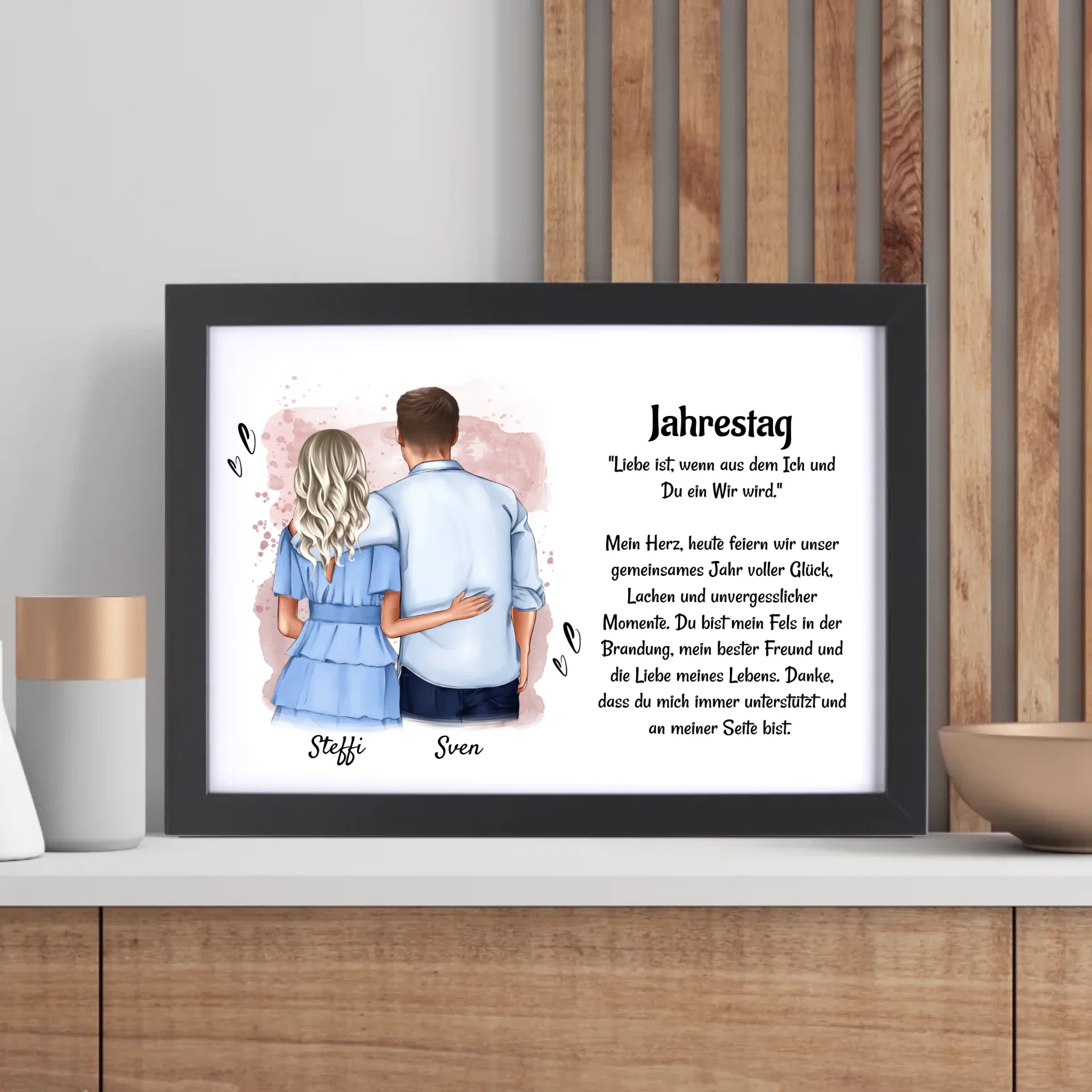 Jahrestag Paar Poster Bild Karte Mann und Frau Geschenk personalisiert - Cantty