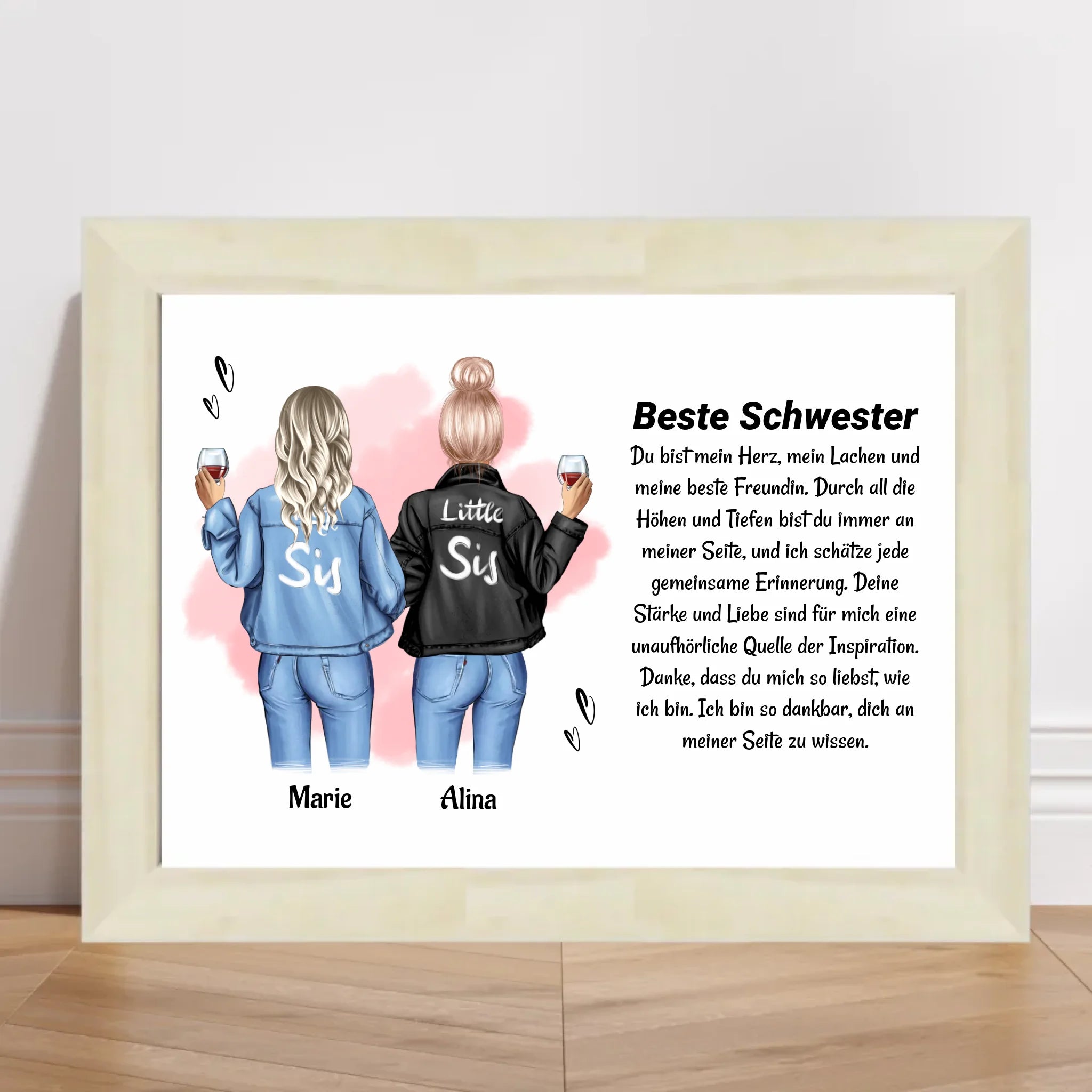Schwester Poster Bild Karte Geschenk personalisiert - Cantty