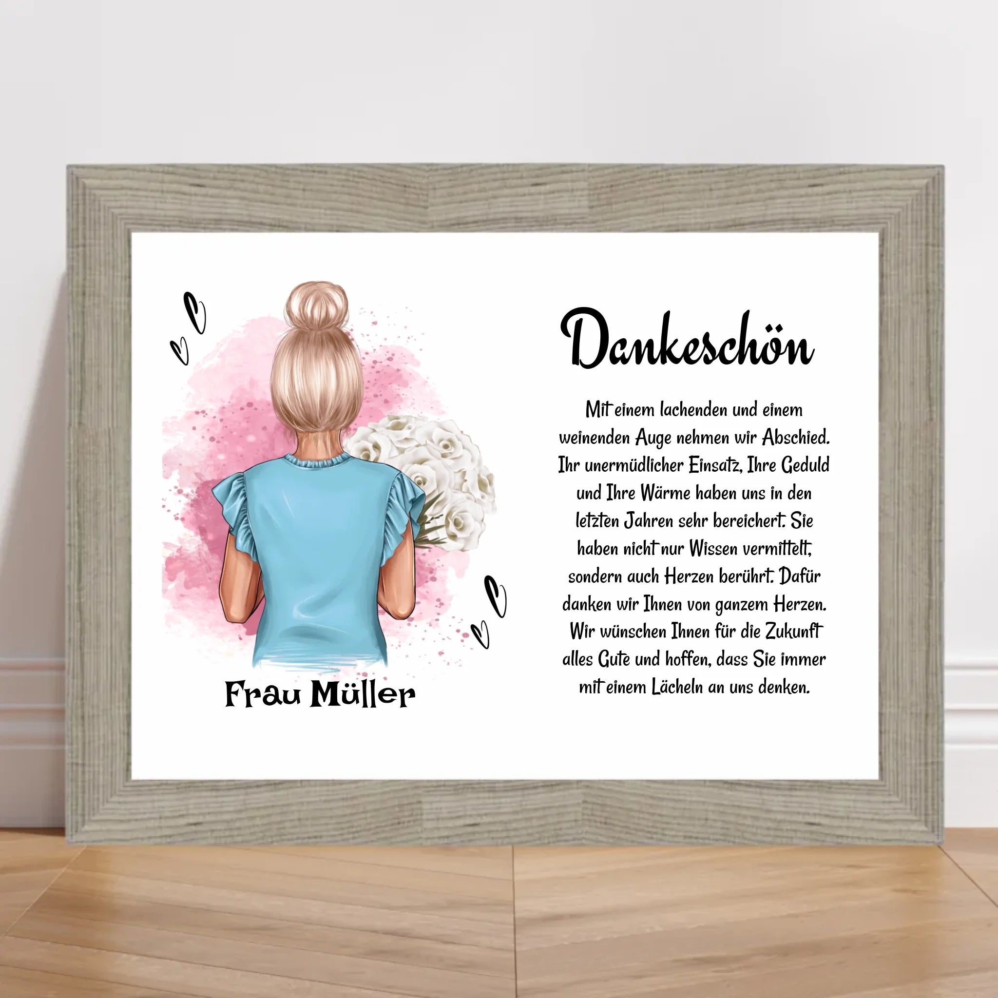 Lehrerin Danke Poster Bild Karte Geschenk zum Abschied personalisiert - Cantty