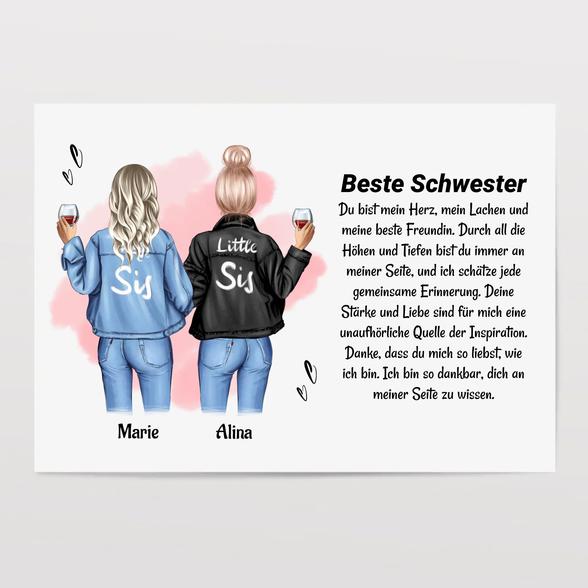 Schwester Poster Bild Karte Geschenk personalisiert - Cantty