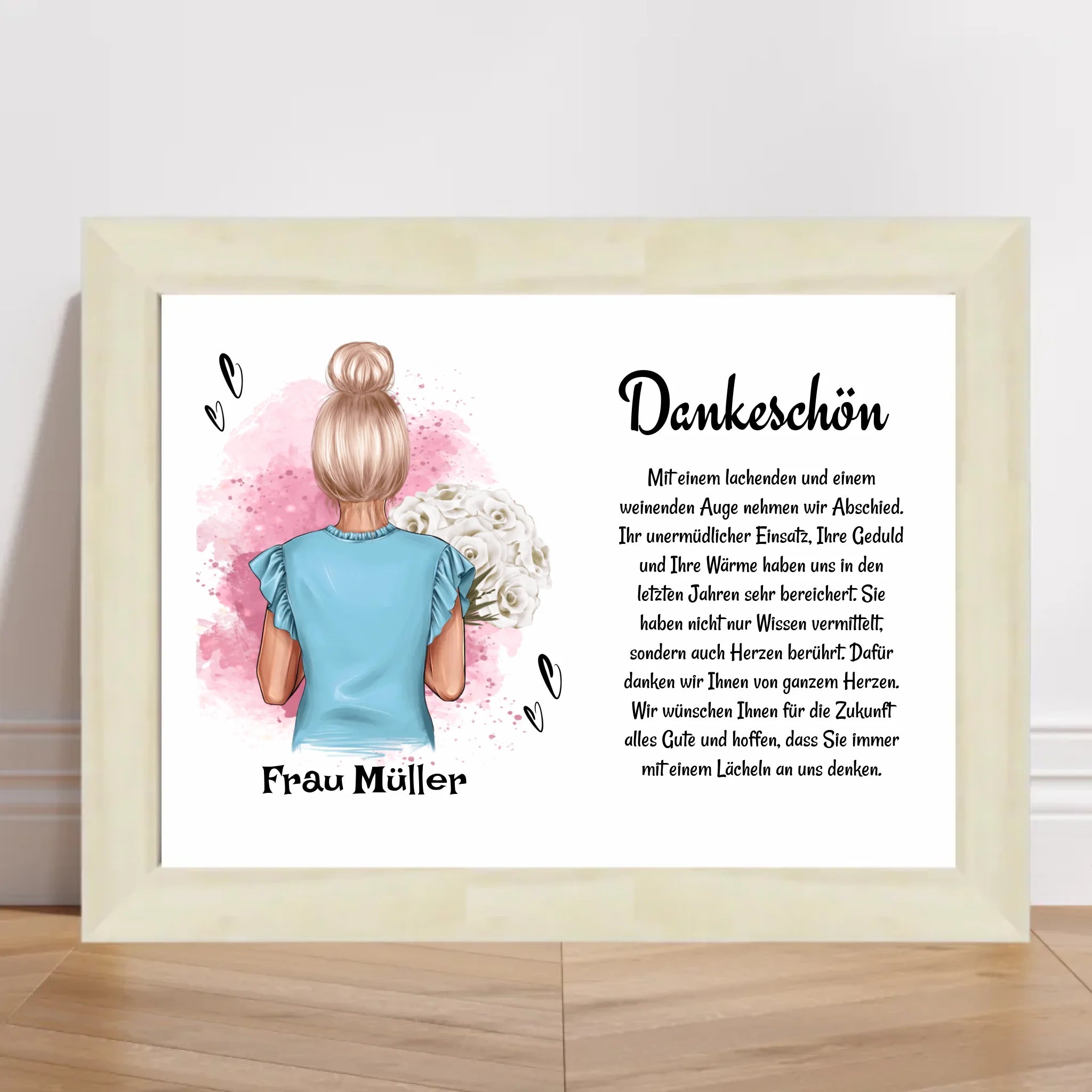 Lehrerin Danke Poster Bild Karte Geschenk zum Abschied personalisiert - Cantty