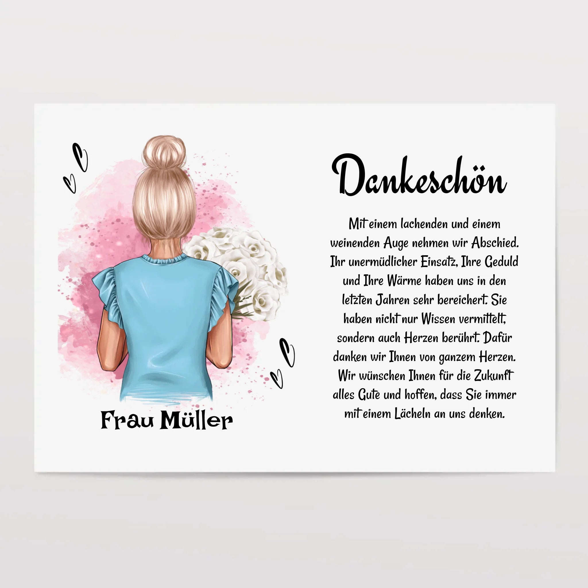 Lehrerin Danke Poster Bild Karte Geschenk zum Abschied personalisiert - Cantty