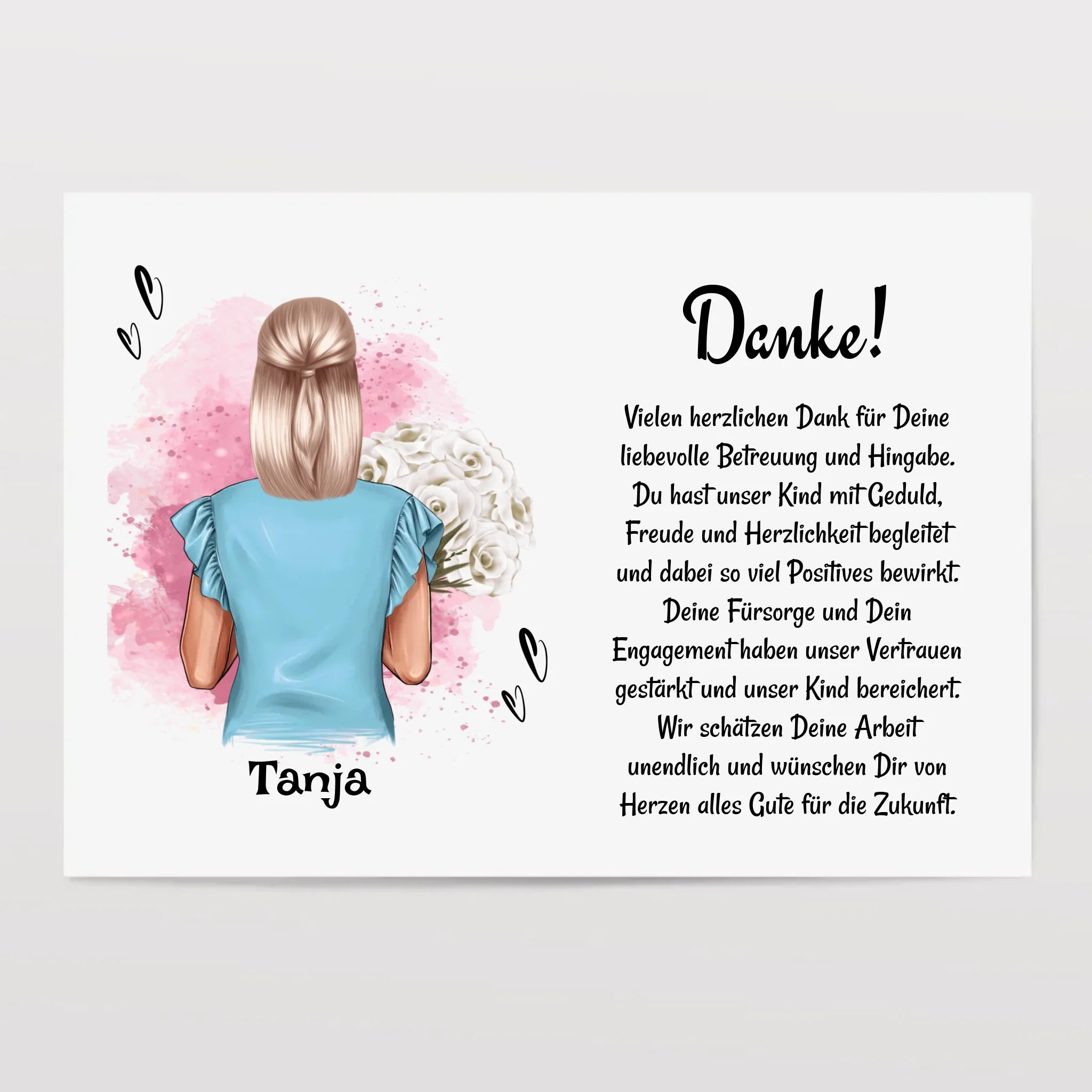 Erzieherin Danke zum Abschied Poster Bild Karte Geschenk personalisiert - Cantty