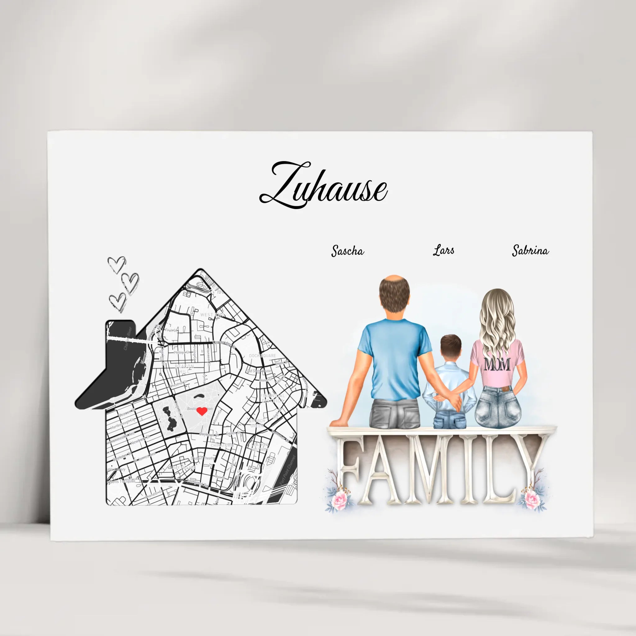 Zuhause Einzugsgeschenk Koordinaten Poster Familie - Cantty