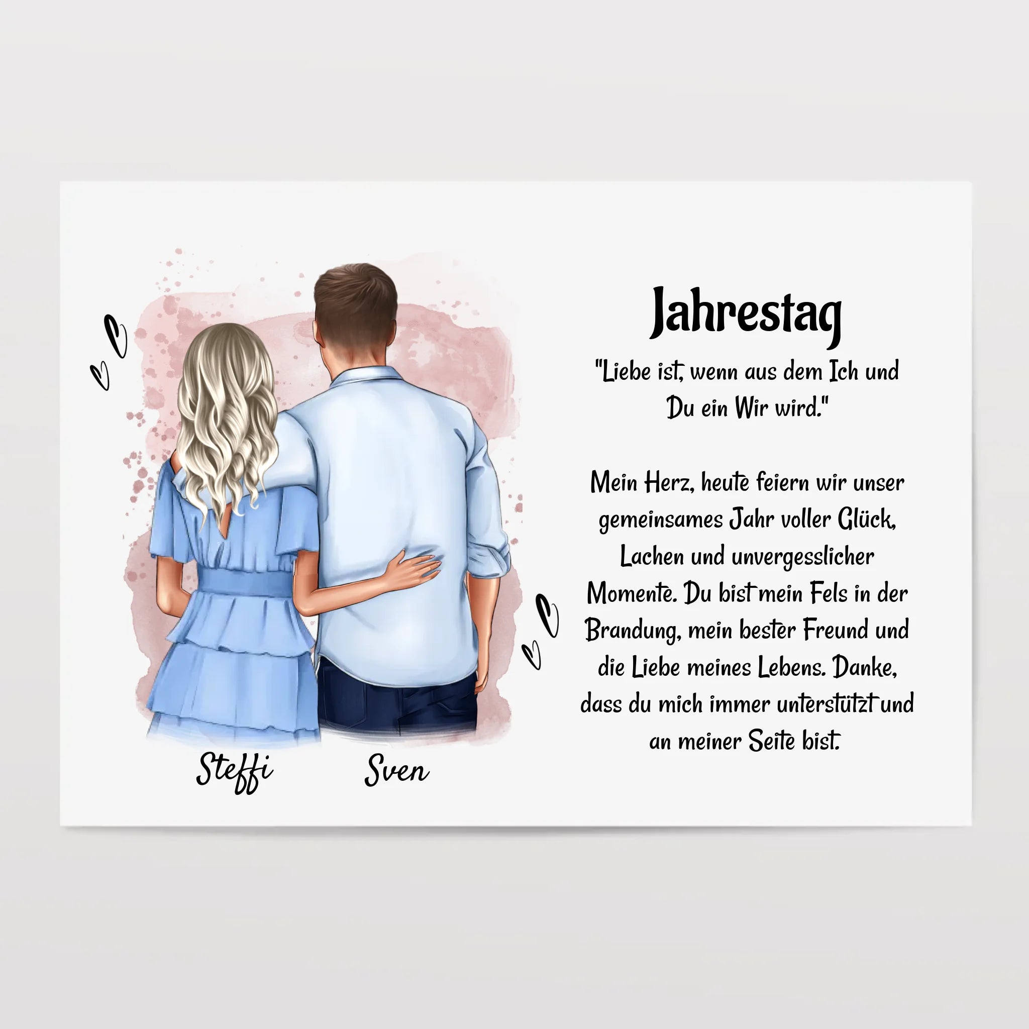 Jahrestag Paar Poster Bild Karte Mann und Frau Geschenk personalisiert - Cantty