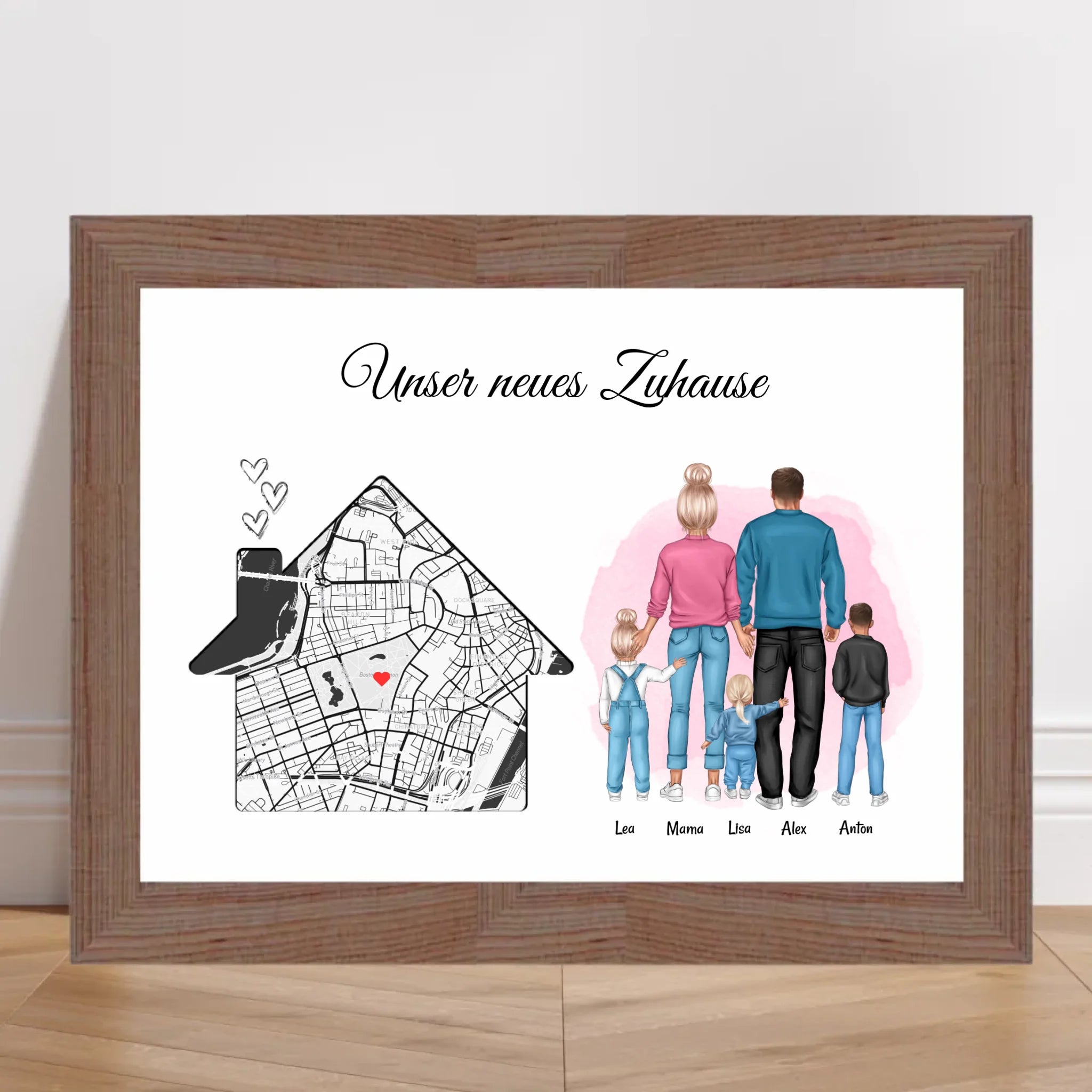 Einzug Geschenk Eigenheim Haus Zuhause Familie Stadtkarte Poster - Cantty