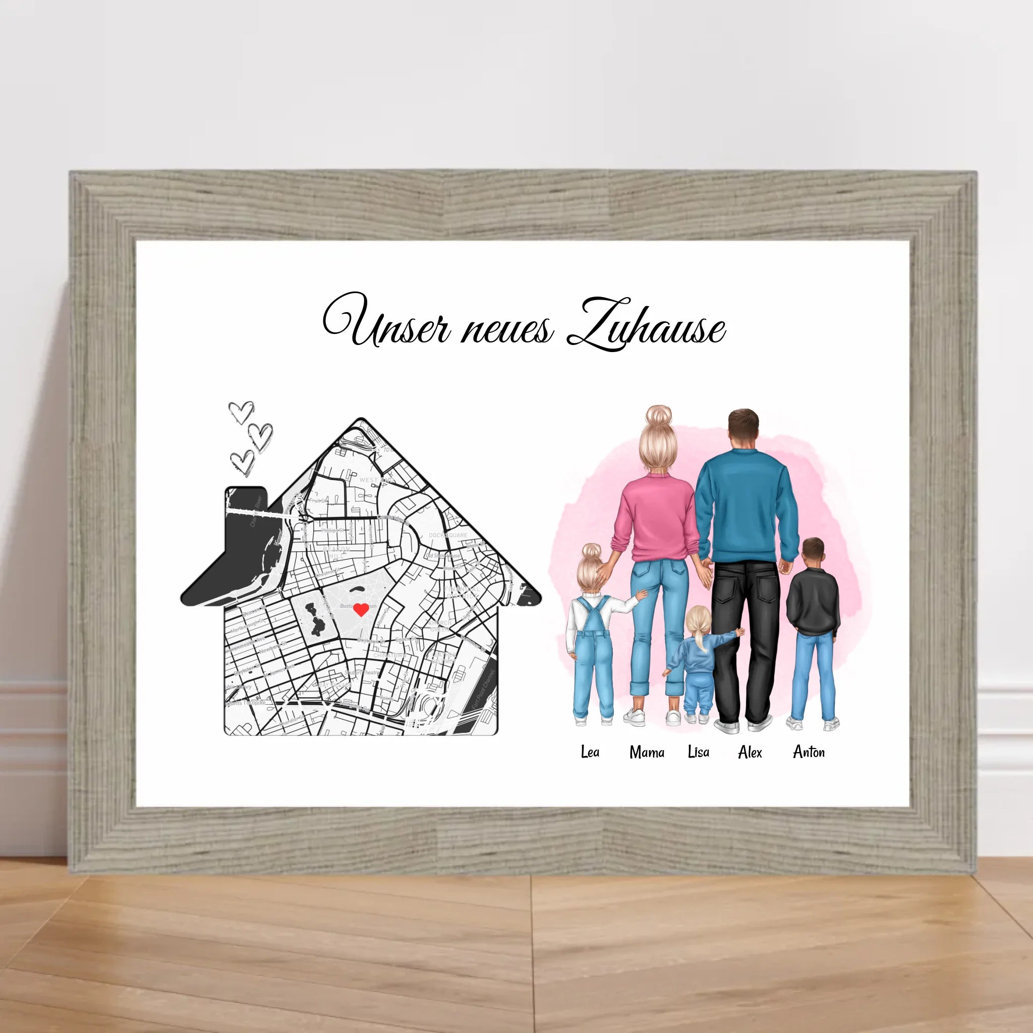 Einzug Geschenk Eigenheim Haus Zuhause Familie Stadtkarte Poster - Cantty