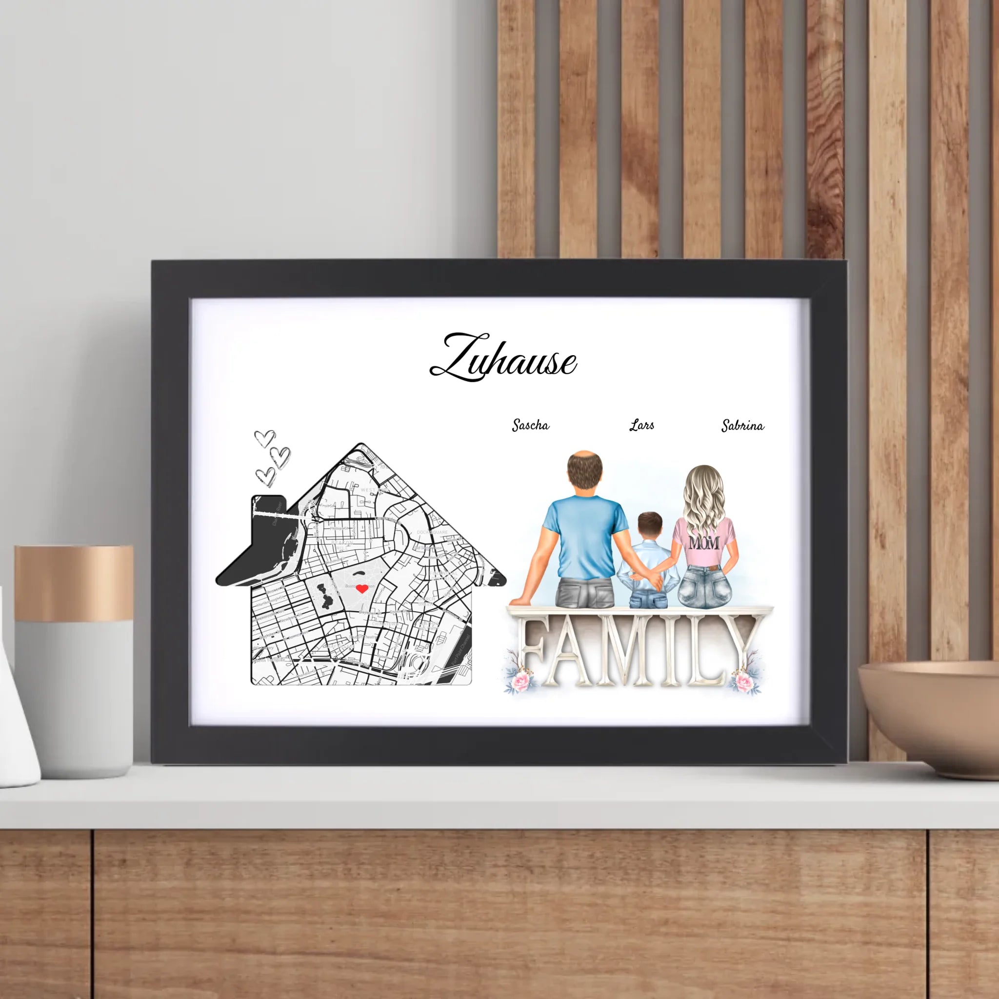 Zuhause Einzugsgeschenk Koordinaten Poster Familie - Cantty