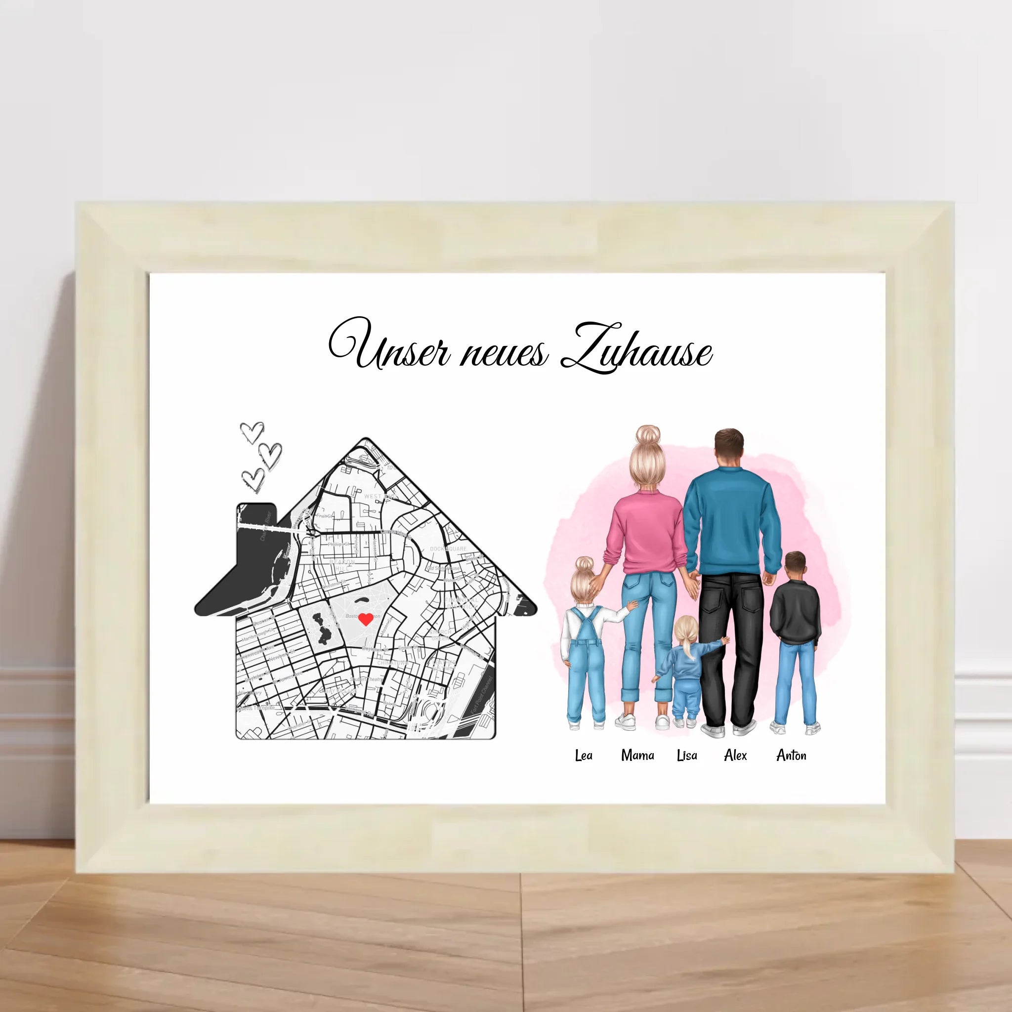 Einzug Geschenk Eigenheim Haus Zuhause Familie Stadtkarte Poster - Cantty