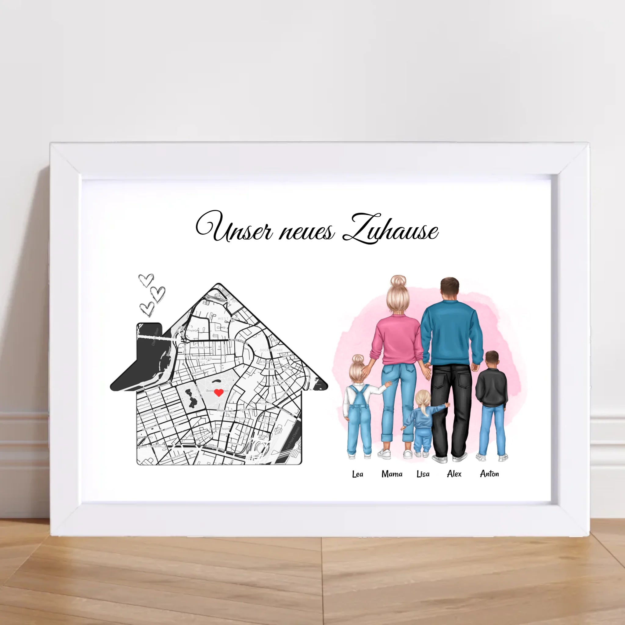 Einzug Geschenk Eigenheim Haus Zuhause Familie Stadtkarte Poster - Cantty