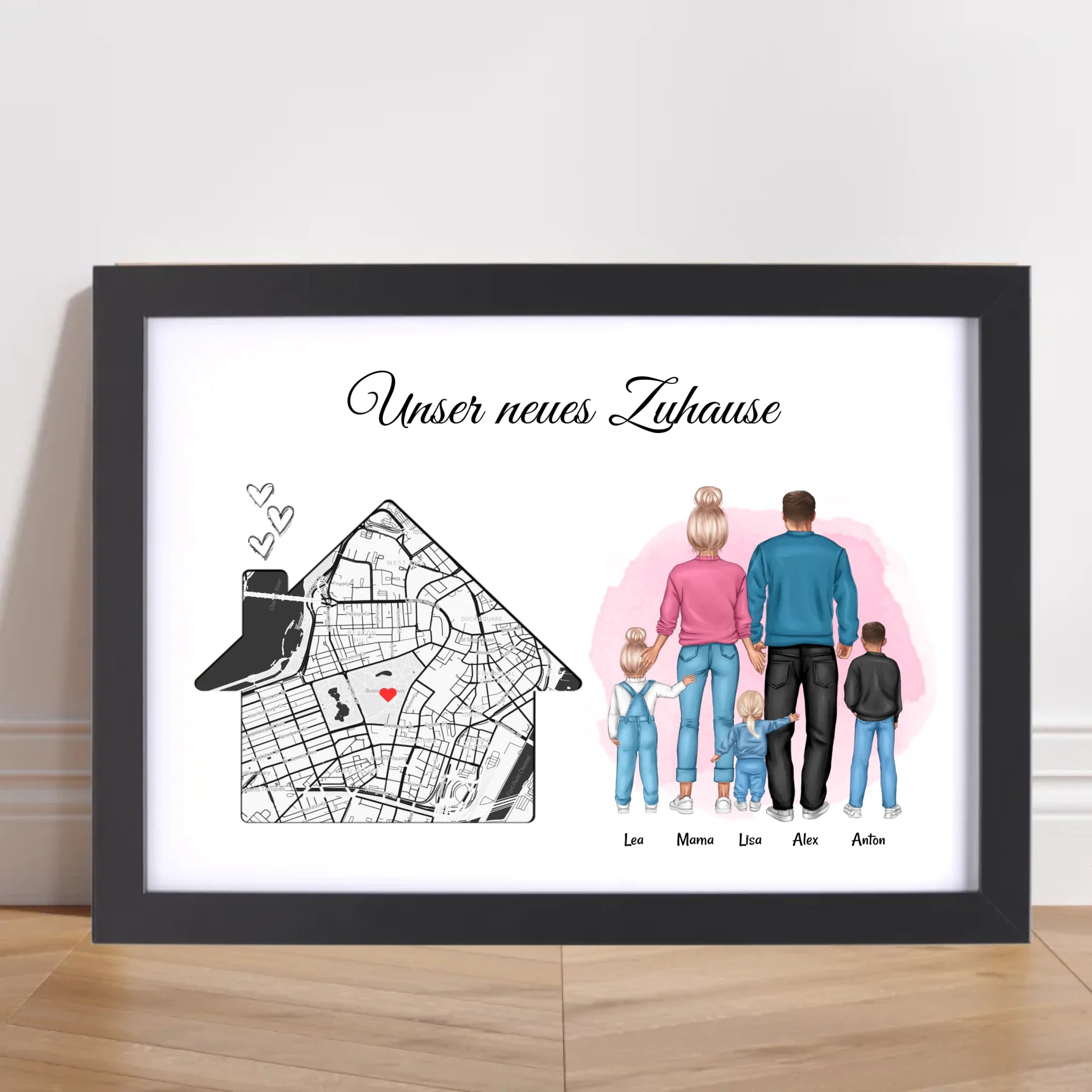 Einzug Geschenk Eigenheim Haus Zuhause Familie Stadtkarte Poster - Cantty