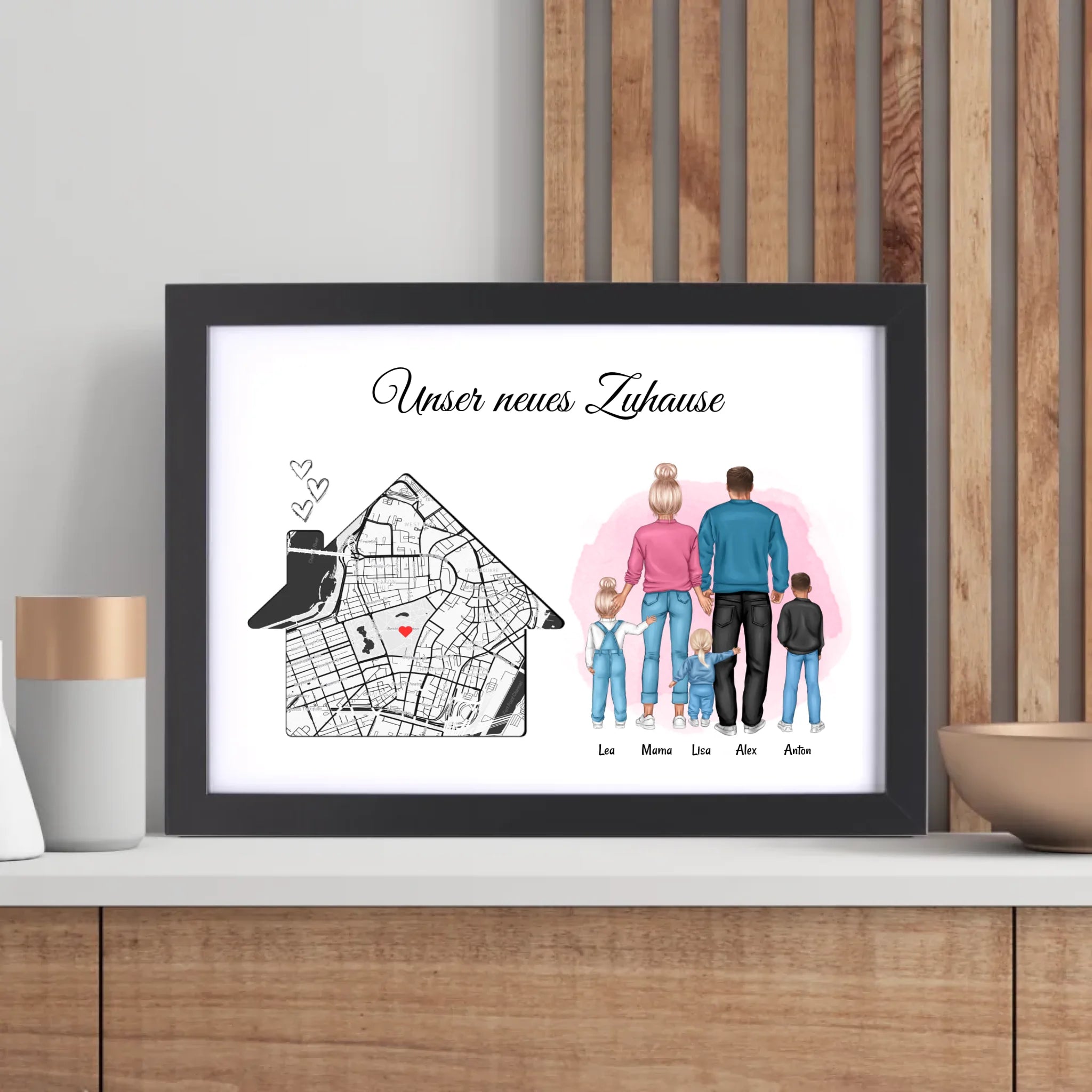 Einzug Geschenk Eigenheim Haus Zuhause Familie Stadtkarte Poster - Cantty