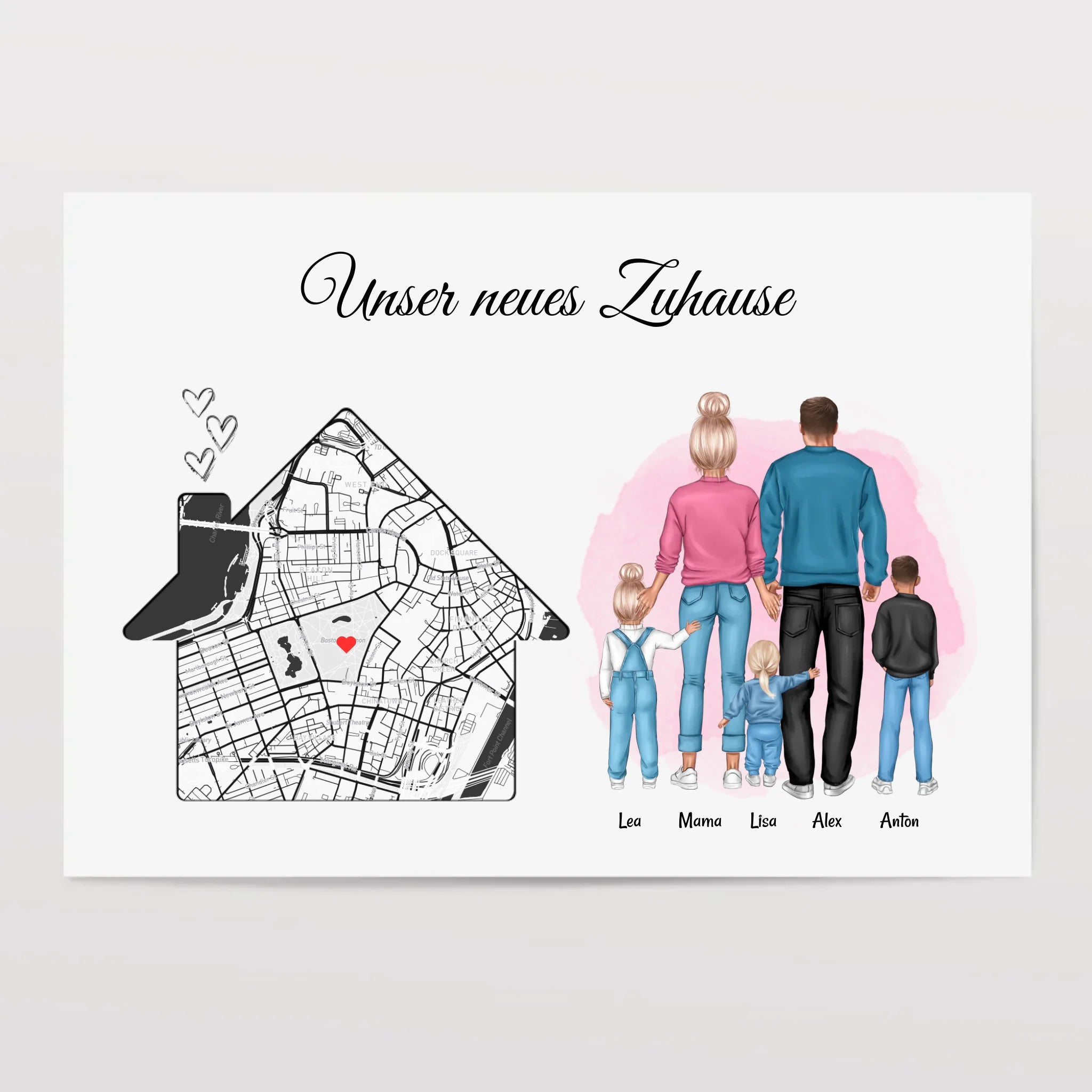 Einzug Geschenk Eigenheim Haus Zuhause Familie Stadtkarte Poster - Cantty