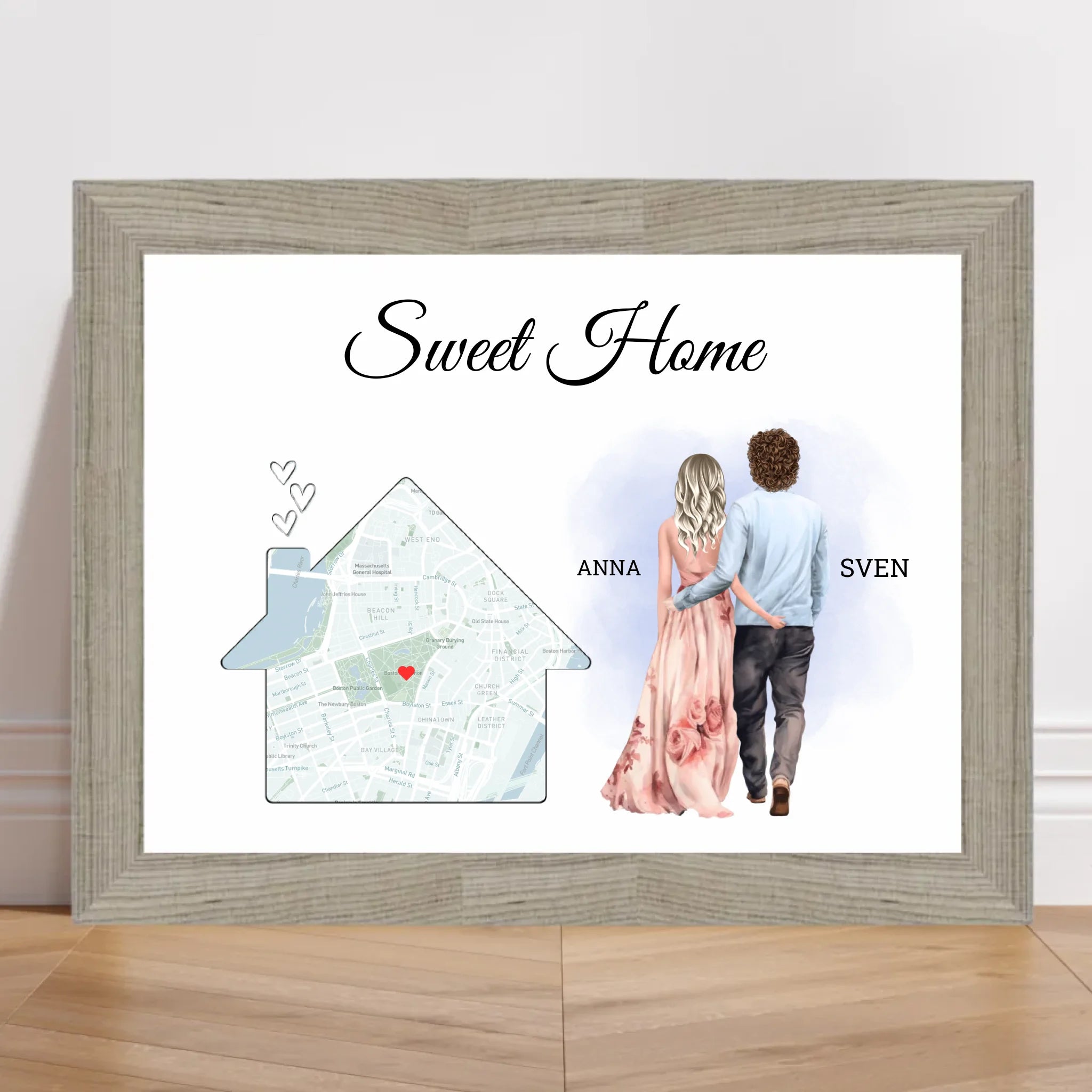 Erste gemeinsame Wohnung Einzug Geschenk Freund Freundin Stadtkarte Bild - Cantty