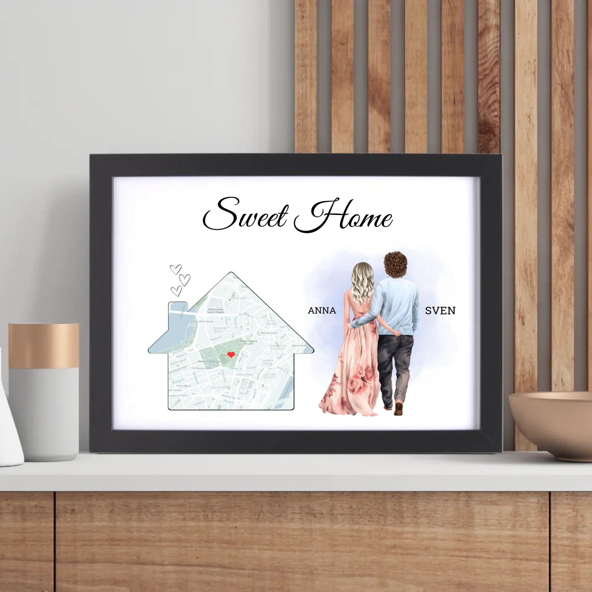 Erste gemeinsame Wohnung Einzug Geschenk Freund Freundin Stadtkarte Bild - Cantty