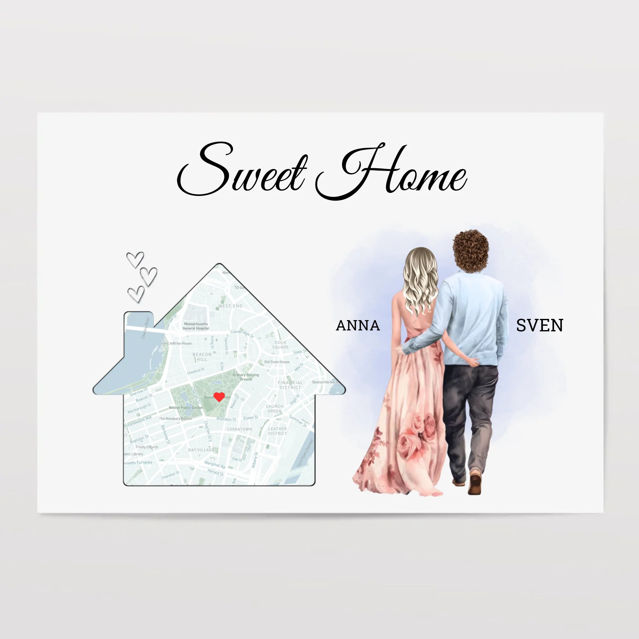 Erste gemeinsame Wohnung Einzug Geschenk Freund Freundin Stadtkarte Bild - Cantty