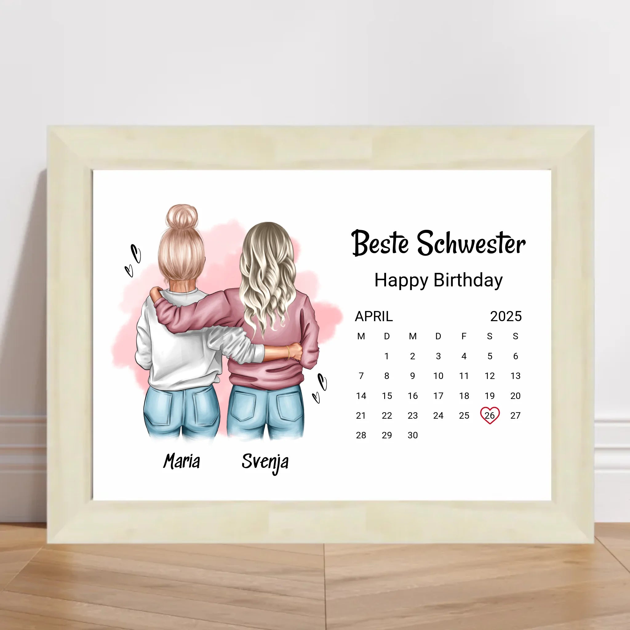 Schwester Geburtstag Geschenk Poster mit Datum - Cantty
