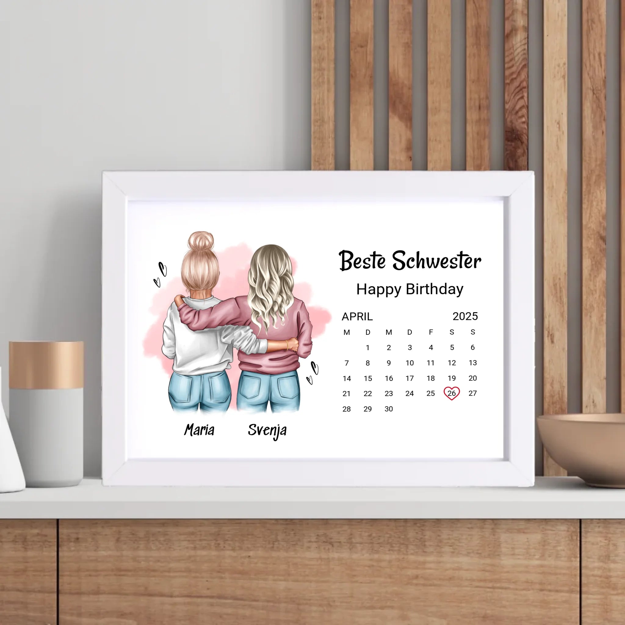 Schwester Geburtstag Geschenk Poster mit Datum - Cantty