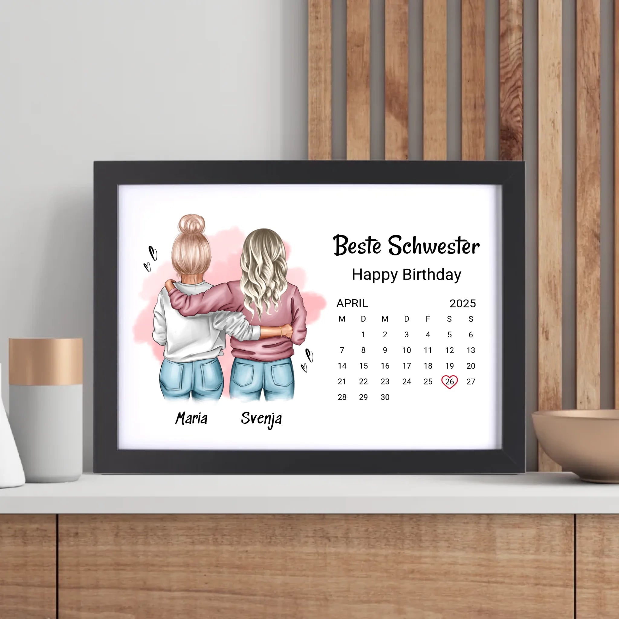 Schwester Geburtstag Geschenk Poster mit Datum - Cantty