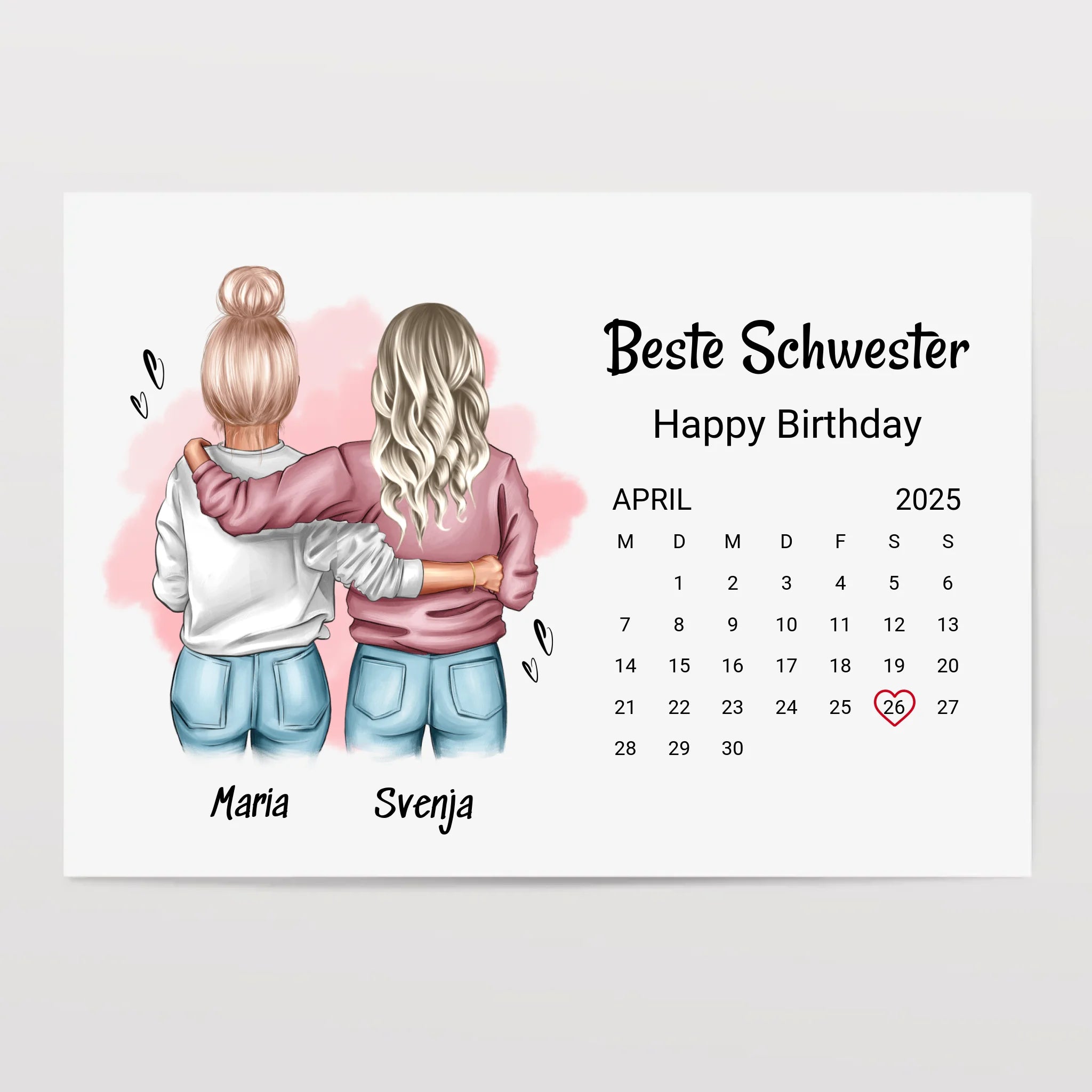 Schwester Geburtstag Geschenk Poster mit Datum - Cantty