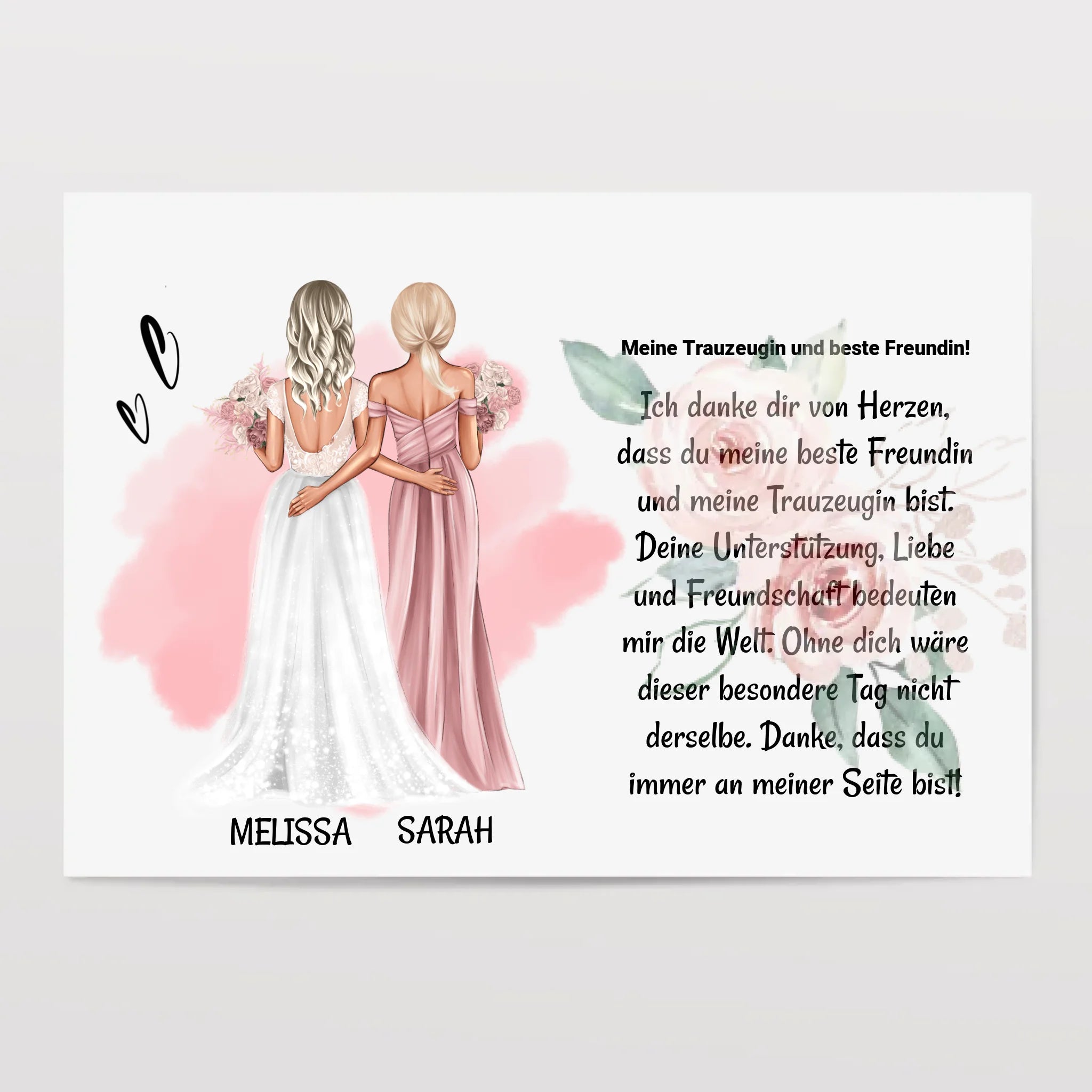 Trauzeugin Danke Poster Karte Bild Geschenk personalisiert von Braut - Cantty