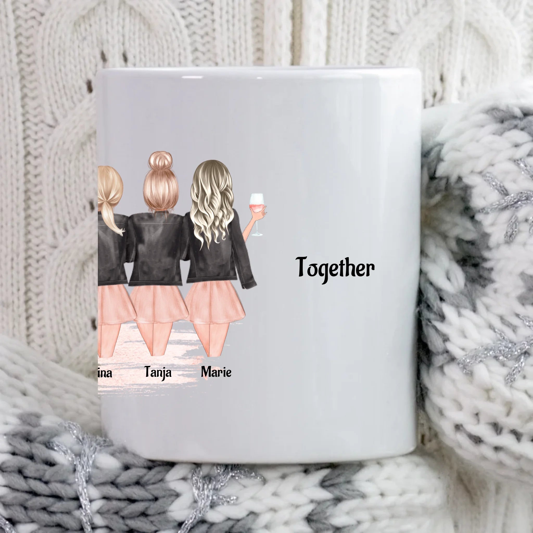 6 Freundinnen Tasse Geschenk mit Namen und Spruch - Cantty