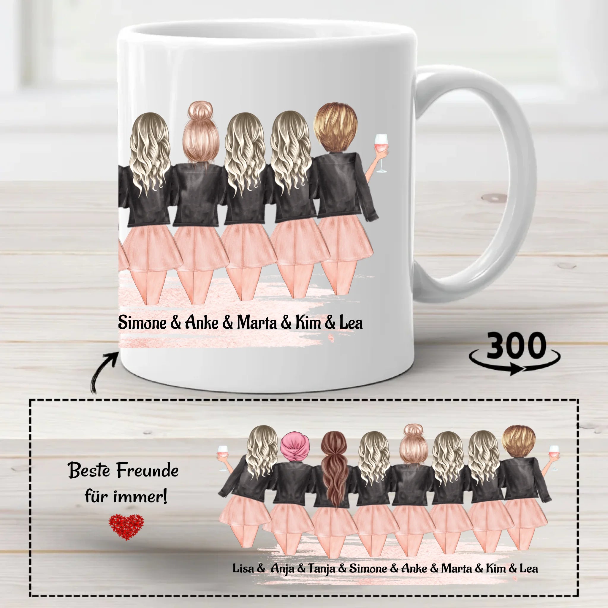 8 Freundinnen Tasse personalisieren - Cantty