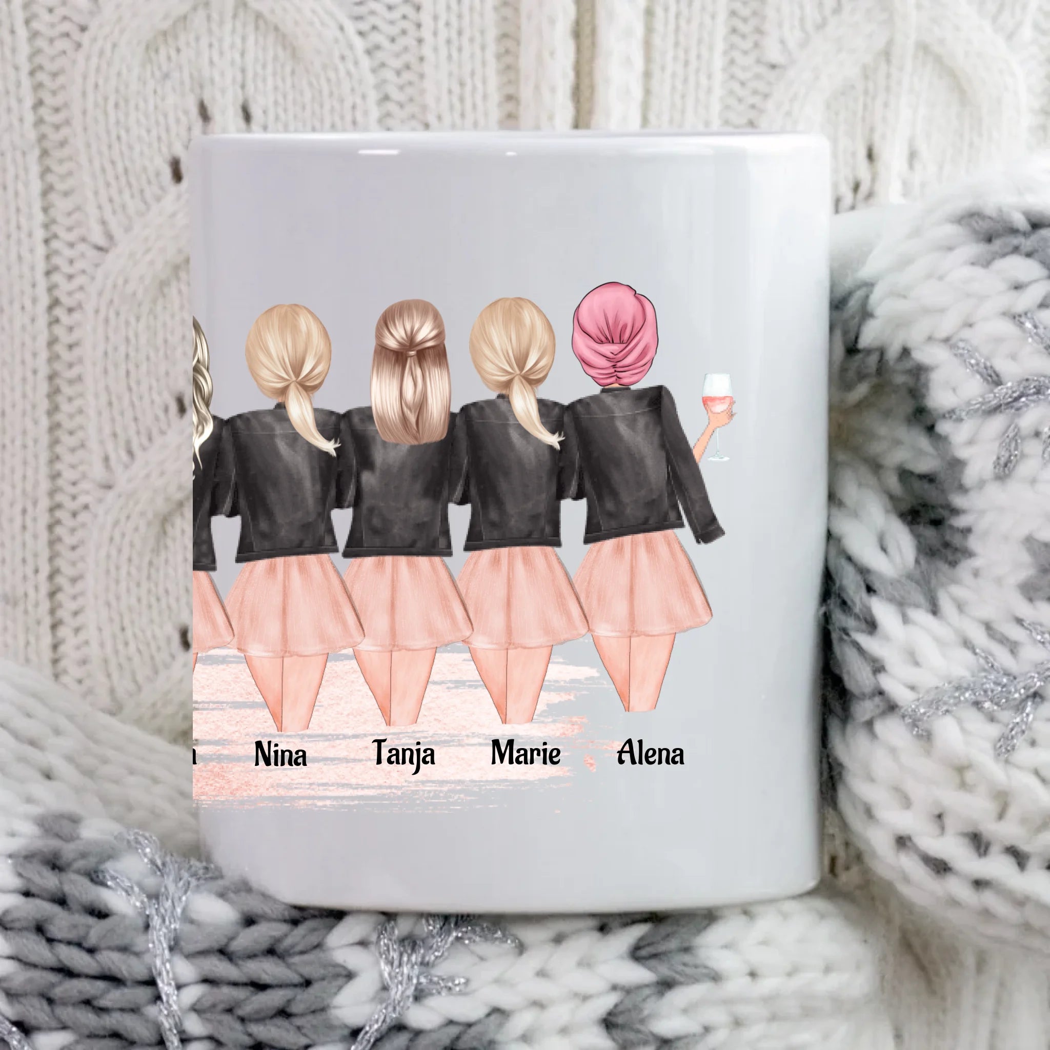 7 Freundinnen personalisierte Tasse Geschenk - Cantty