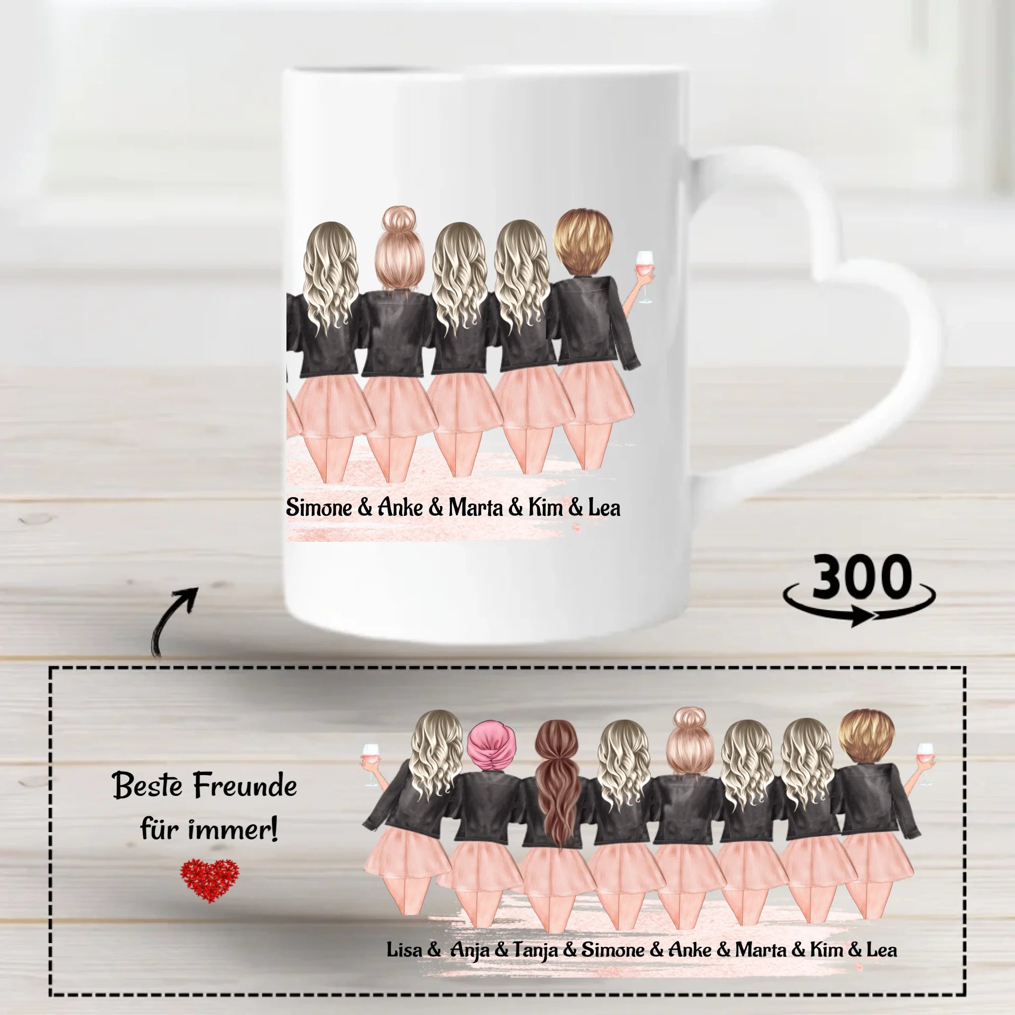 8 Freundinnen Tasse personalisieren - Cantty