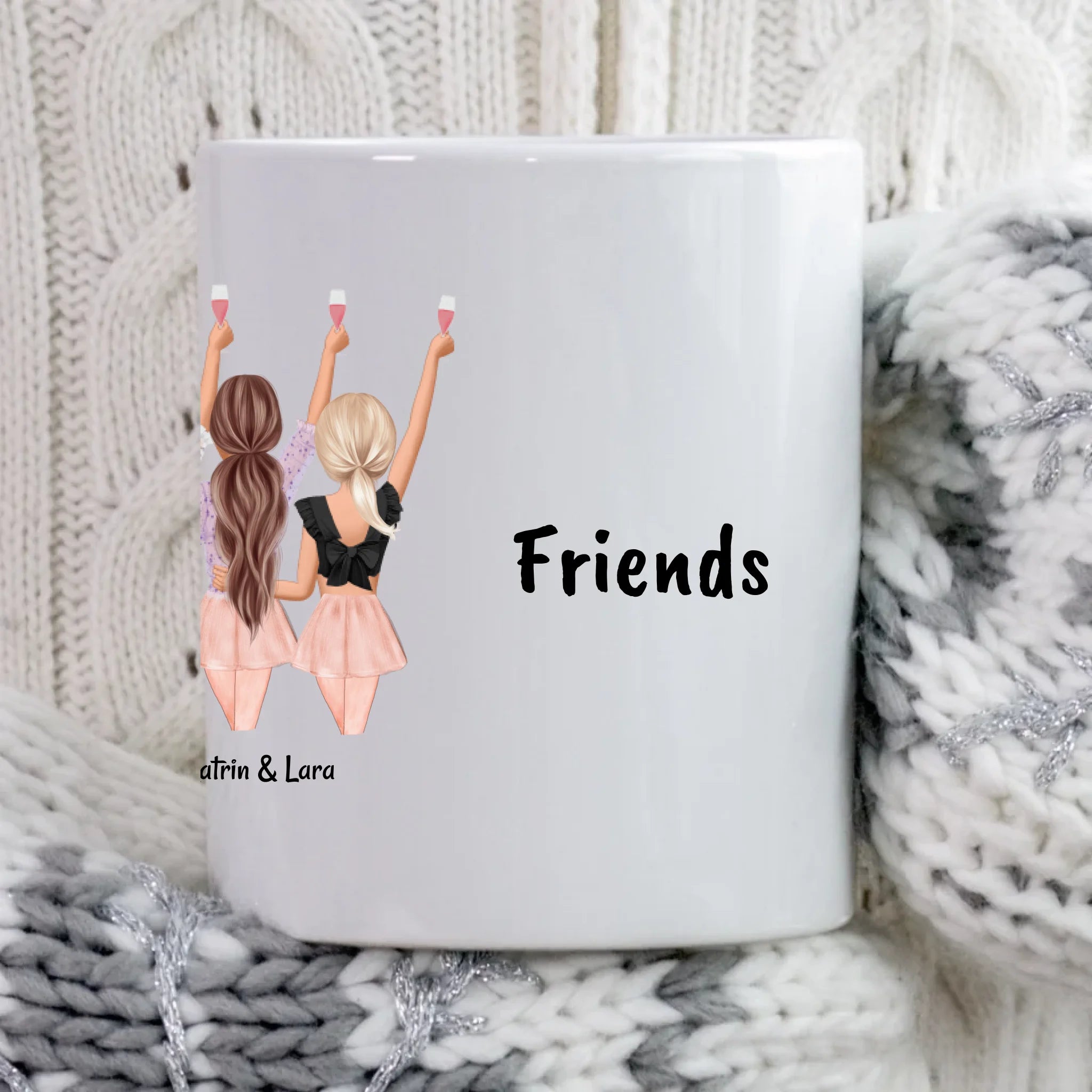 Geschenk Tasse 5 Freundinnen mit Namen Spruch - Cantty