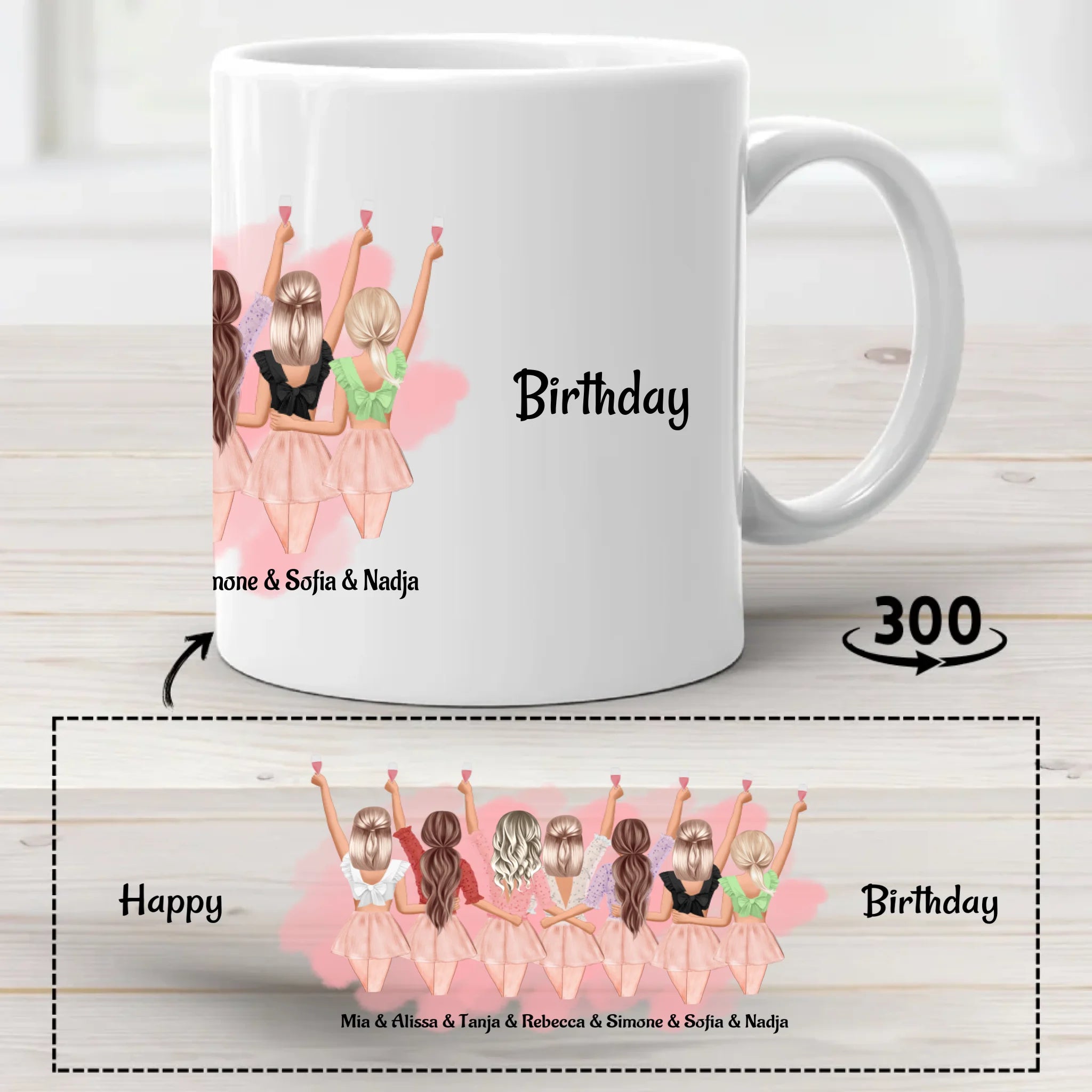 Geschenk 7 Freundinnen Tasse Geschenk JGA & Geburtstag - Cantty
