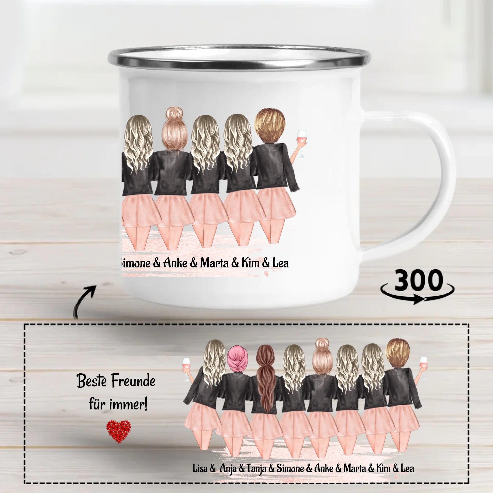 8 Freundinnen Tasse personalisieren - Cantty