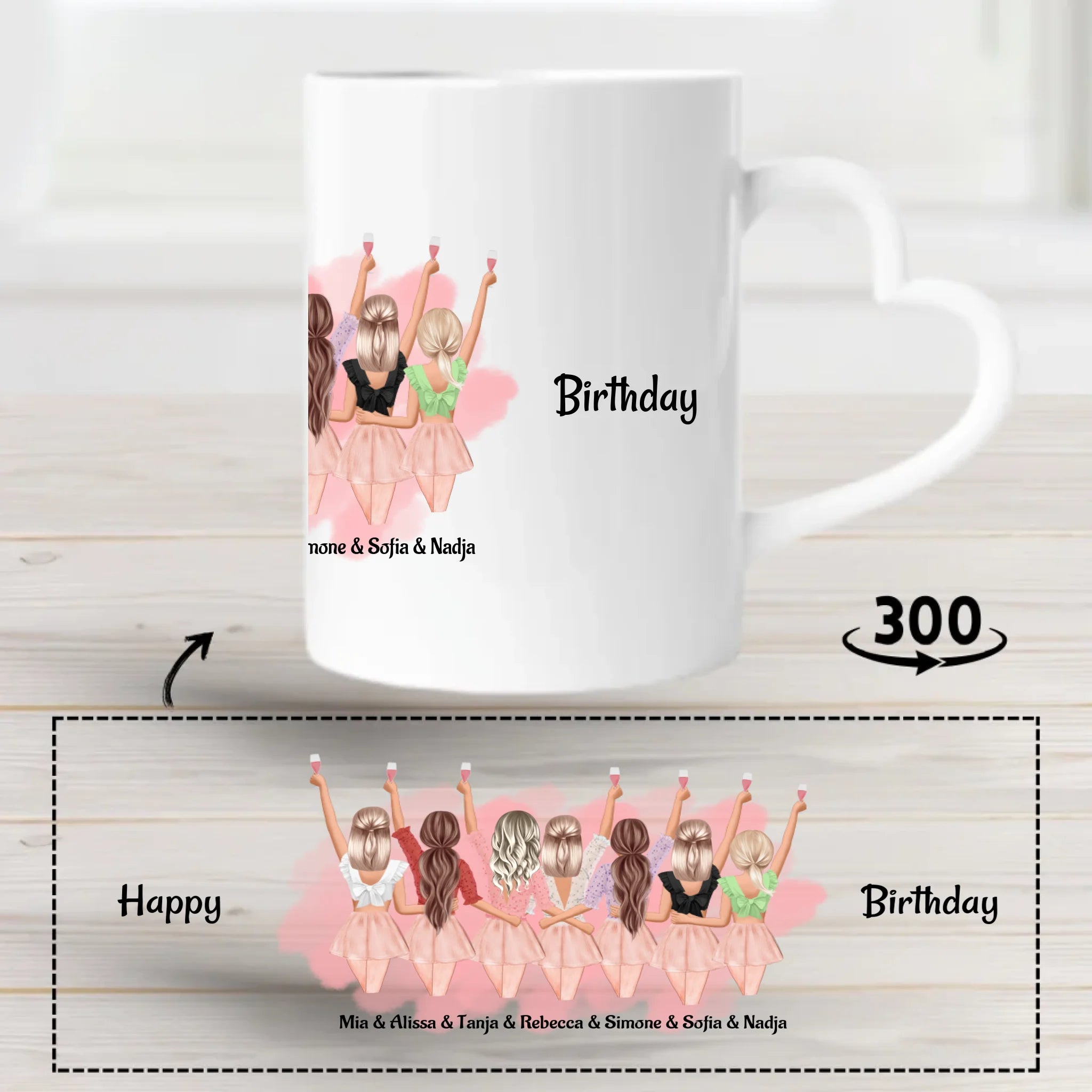 Geschenk 7 Freundinnen Tasse Geschenk JGA & Geburtstag - Cantty